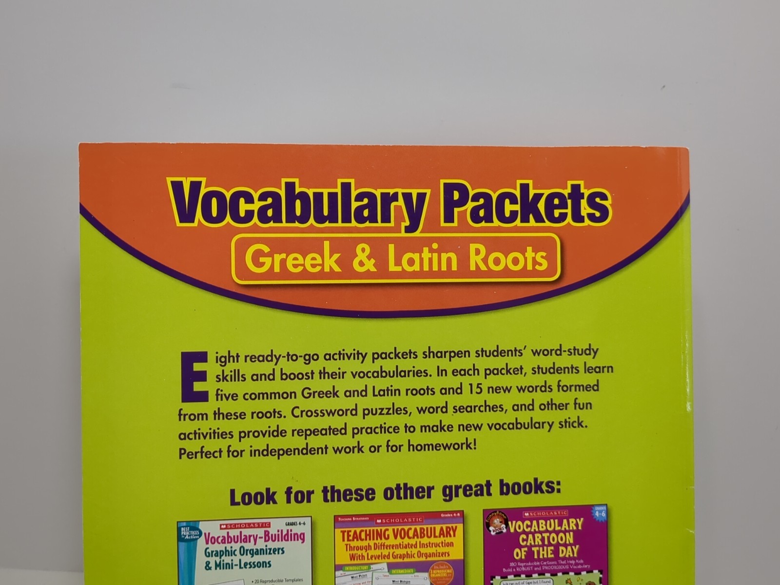 Vocabulary Packets-Greek & Latin Roots Workbook Grades 4-8 Scholastic Pre-owned