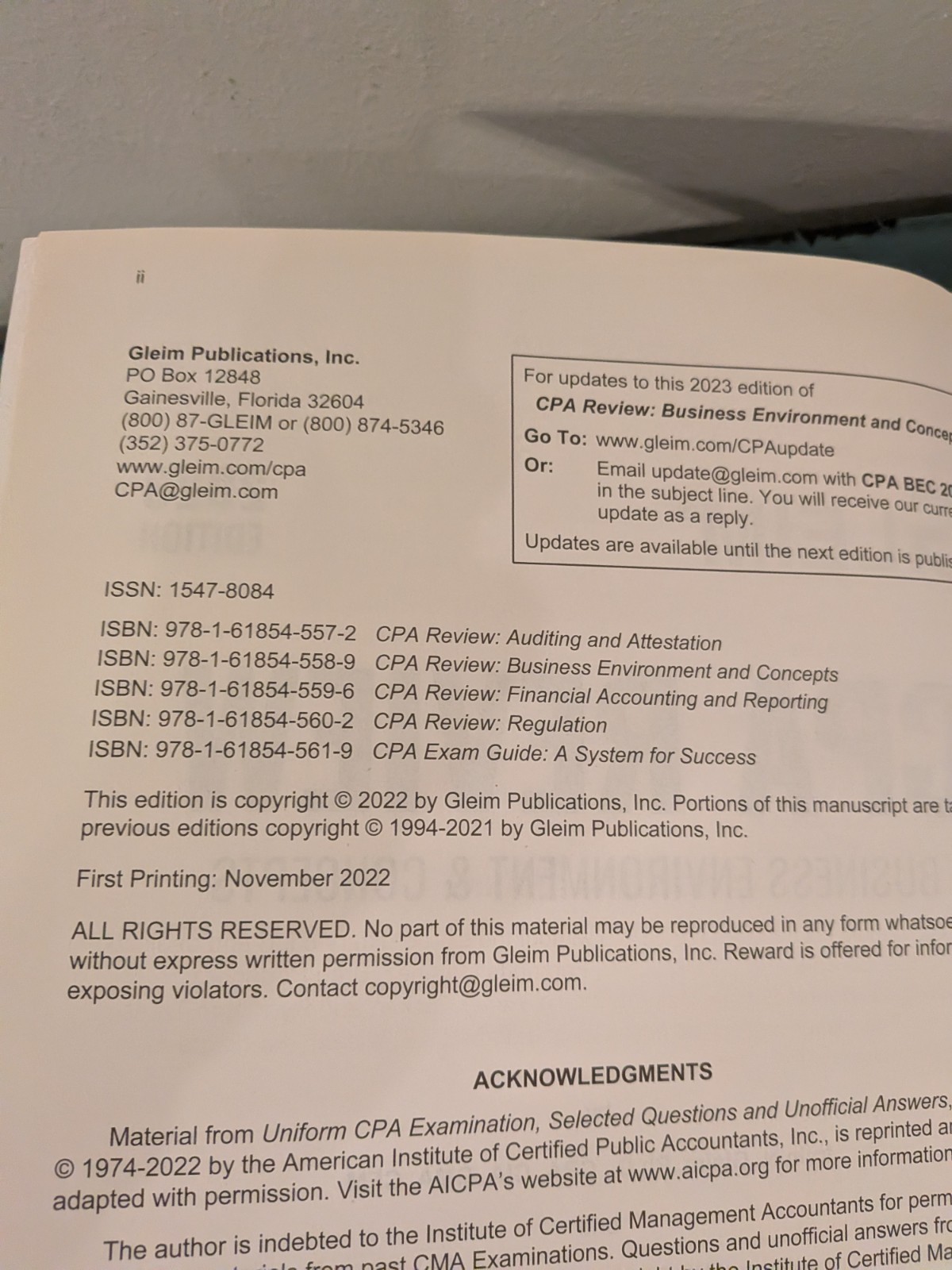 💥Gleim CPA Review BEC Business Environment Concepts 2023 Edition Irvin Gleim💥