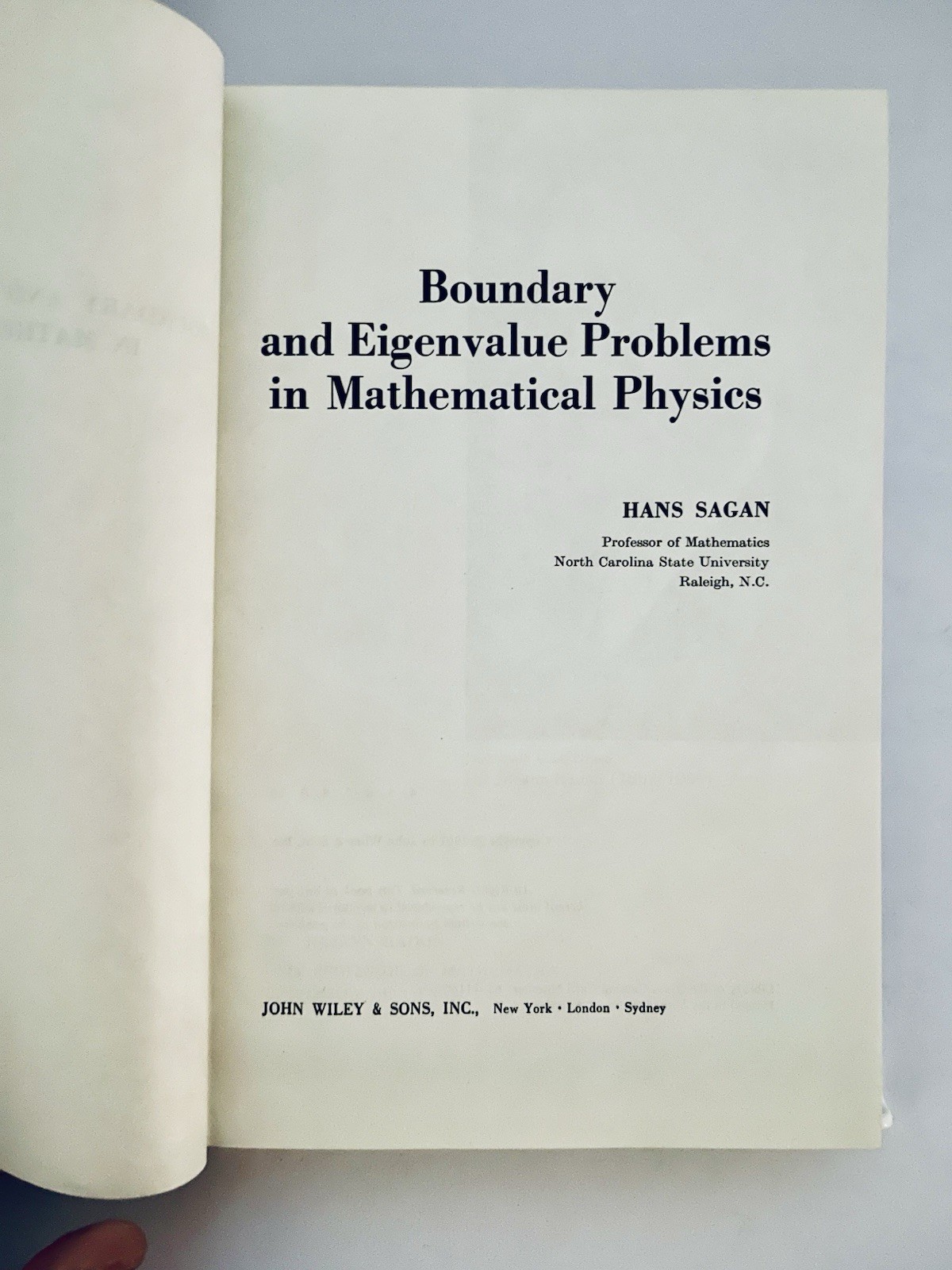 Boundary and Eigenvalue Problems in Mathematical Physics Sagan 1961 1st Ed 4th P