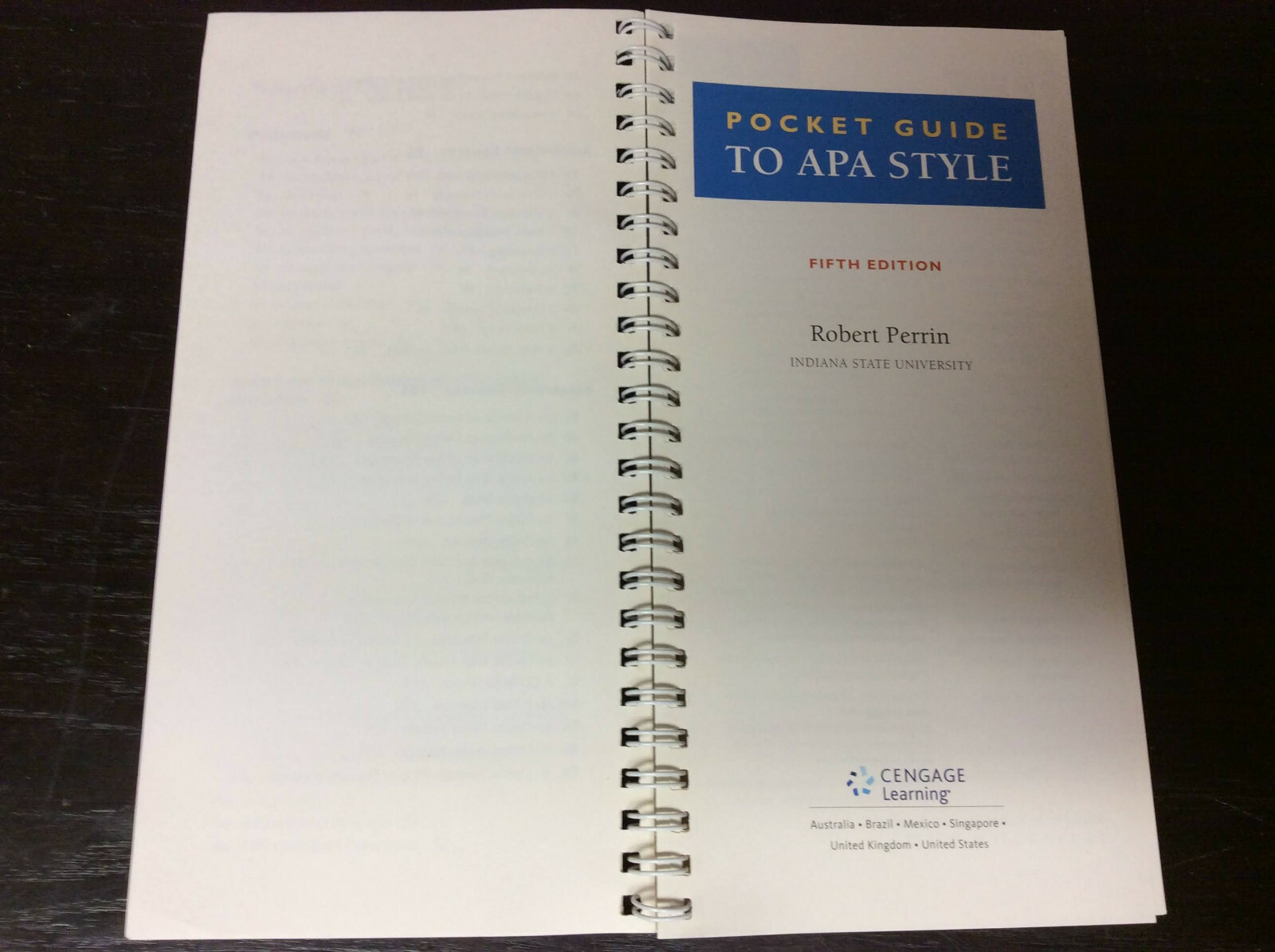 Pocket Guide to APA Style Perrin, Robert (Spiral-bound 2015) VG