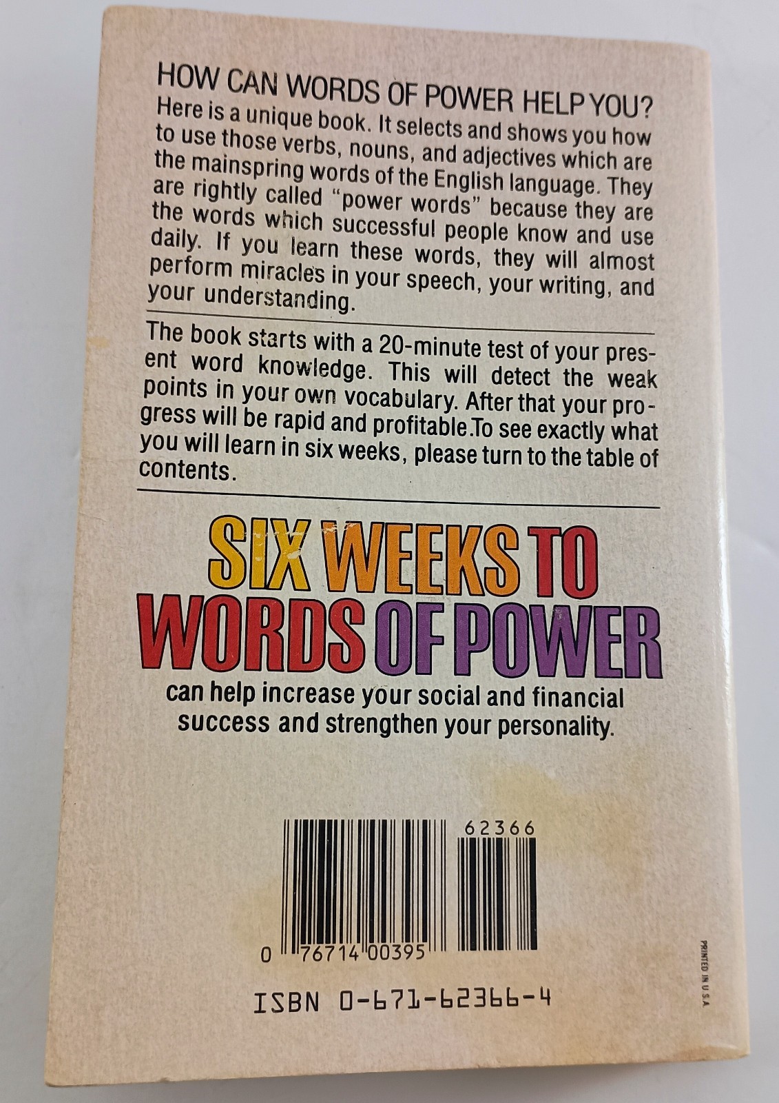 Six Weeks To Words Of Power by Wilfred Funk