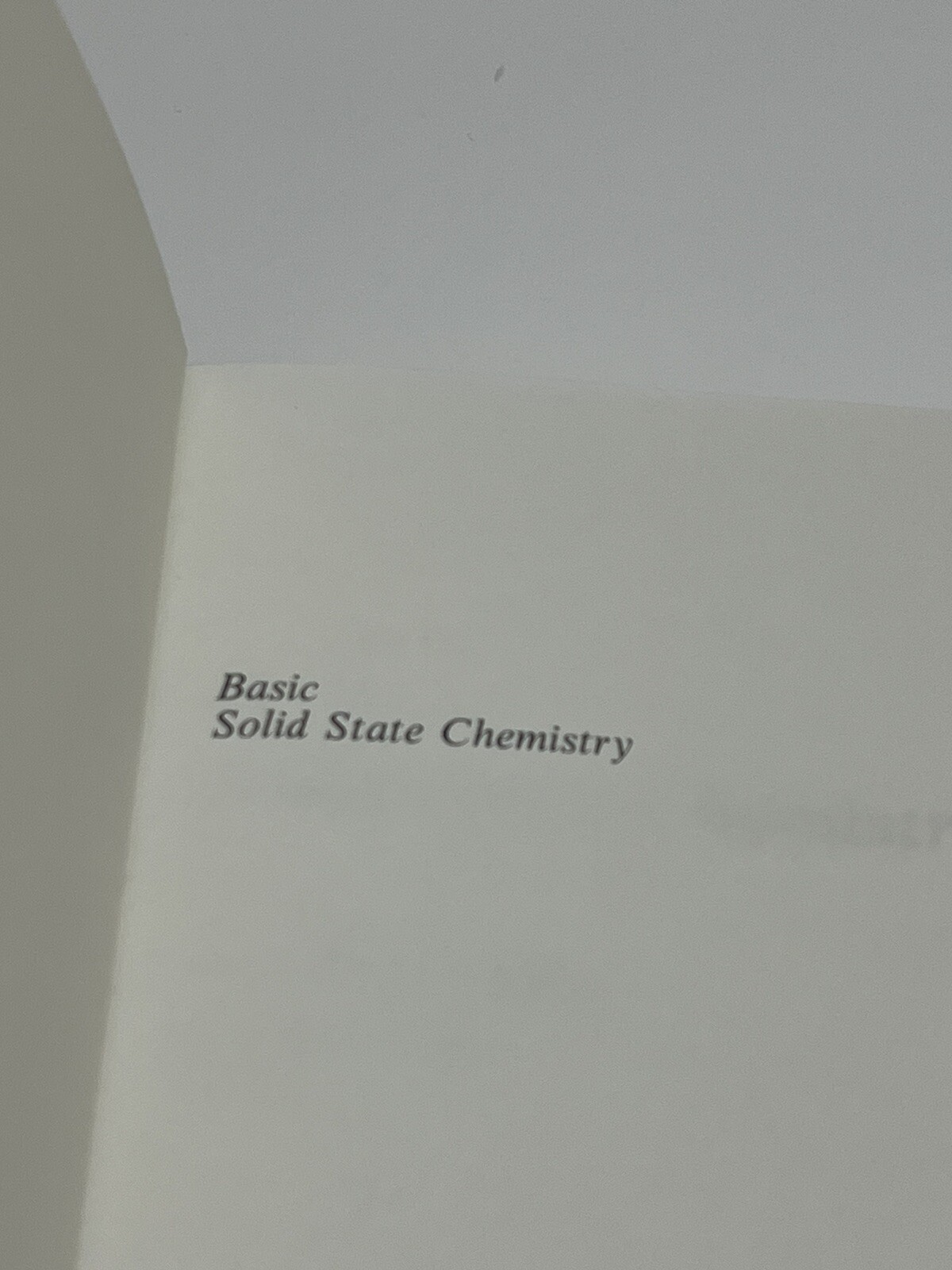 Basic Solid-State Chemistry Abridged Paper by Anthony R. West (1988, Trade…