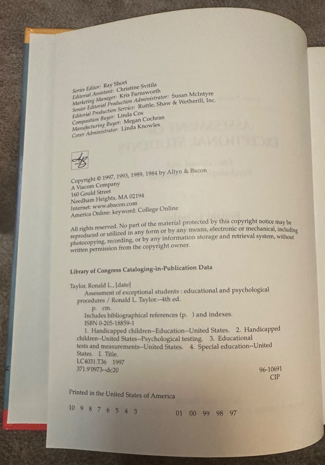 Assessment of Exceptional Students : Educational and Psychological Procedures