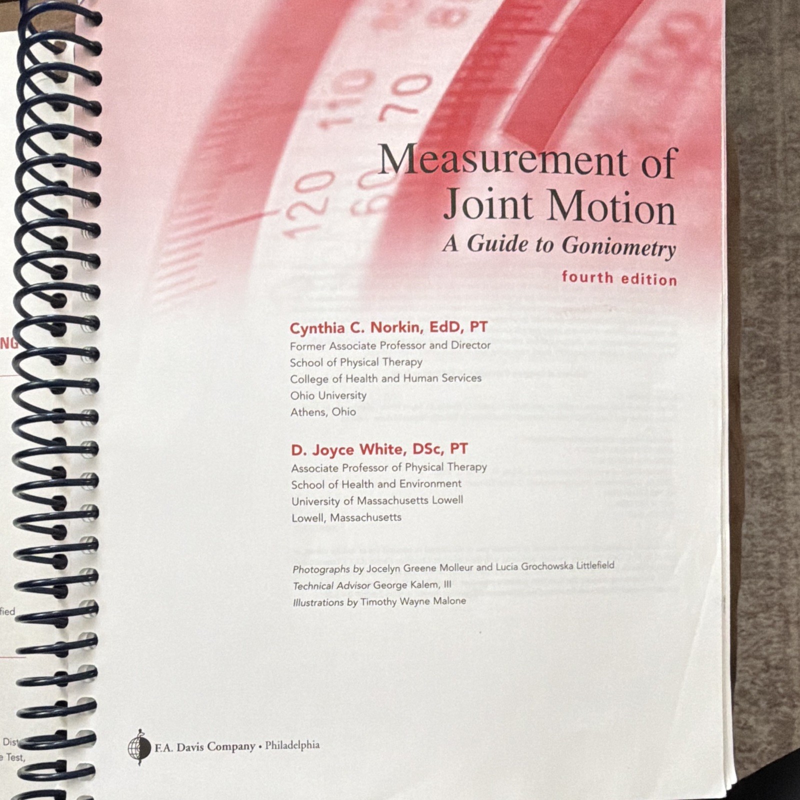 F.A. Davis Measurement of Joint Motion 4th Ed Norkin White 2009 Spiral
