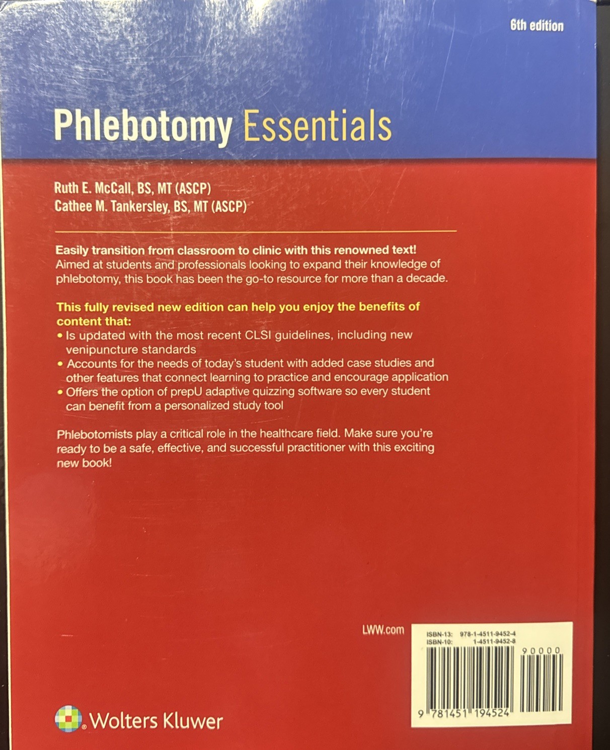 Student Workbook for Phlebotomy Essentials Cathee M. Tankersley Ruth E. McCall