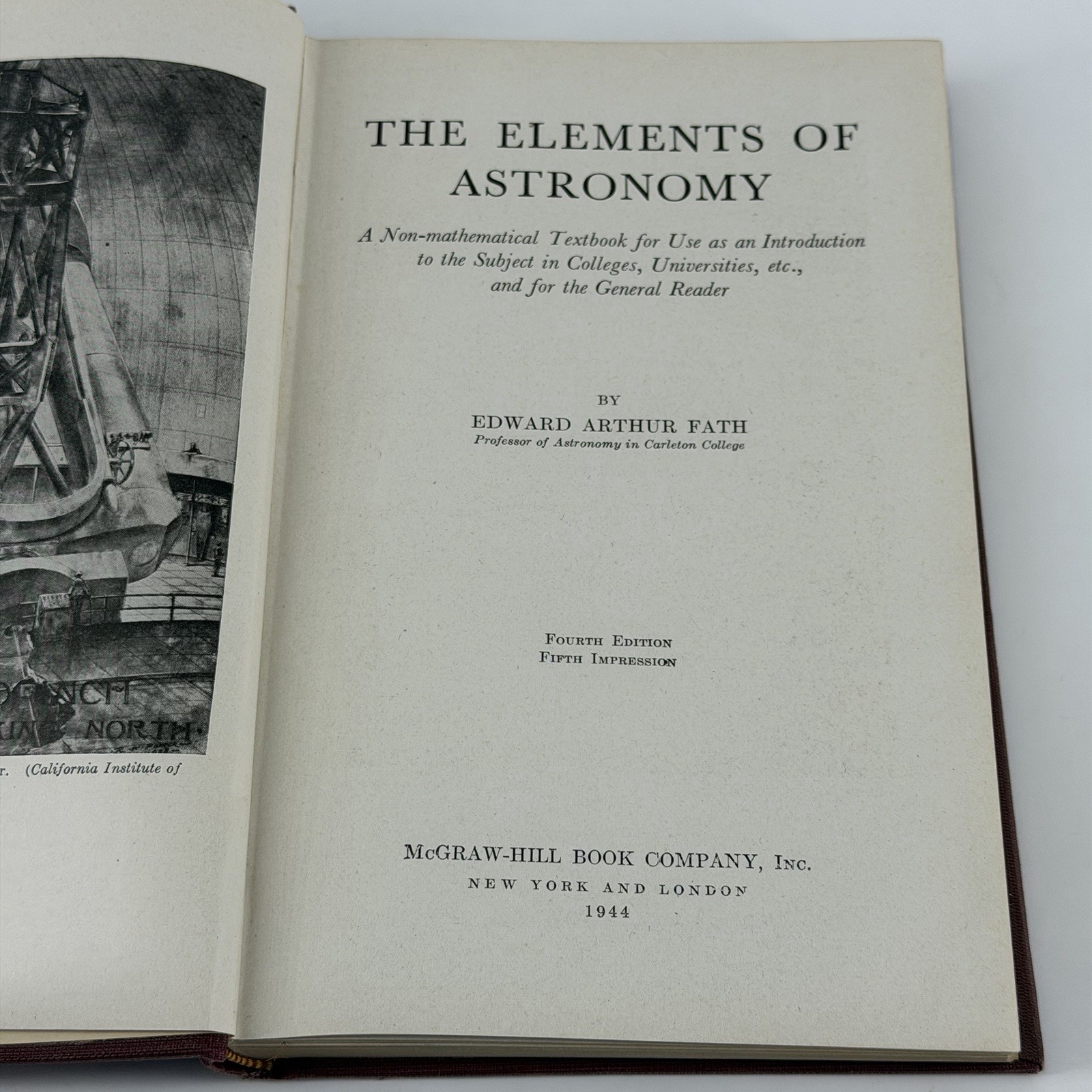 Vtg 1928 ELEMENTS OF ASTRONOMY Hardcover Book, Edward Fath Fourth Edition