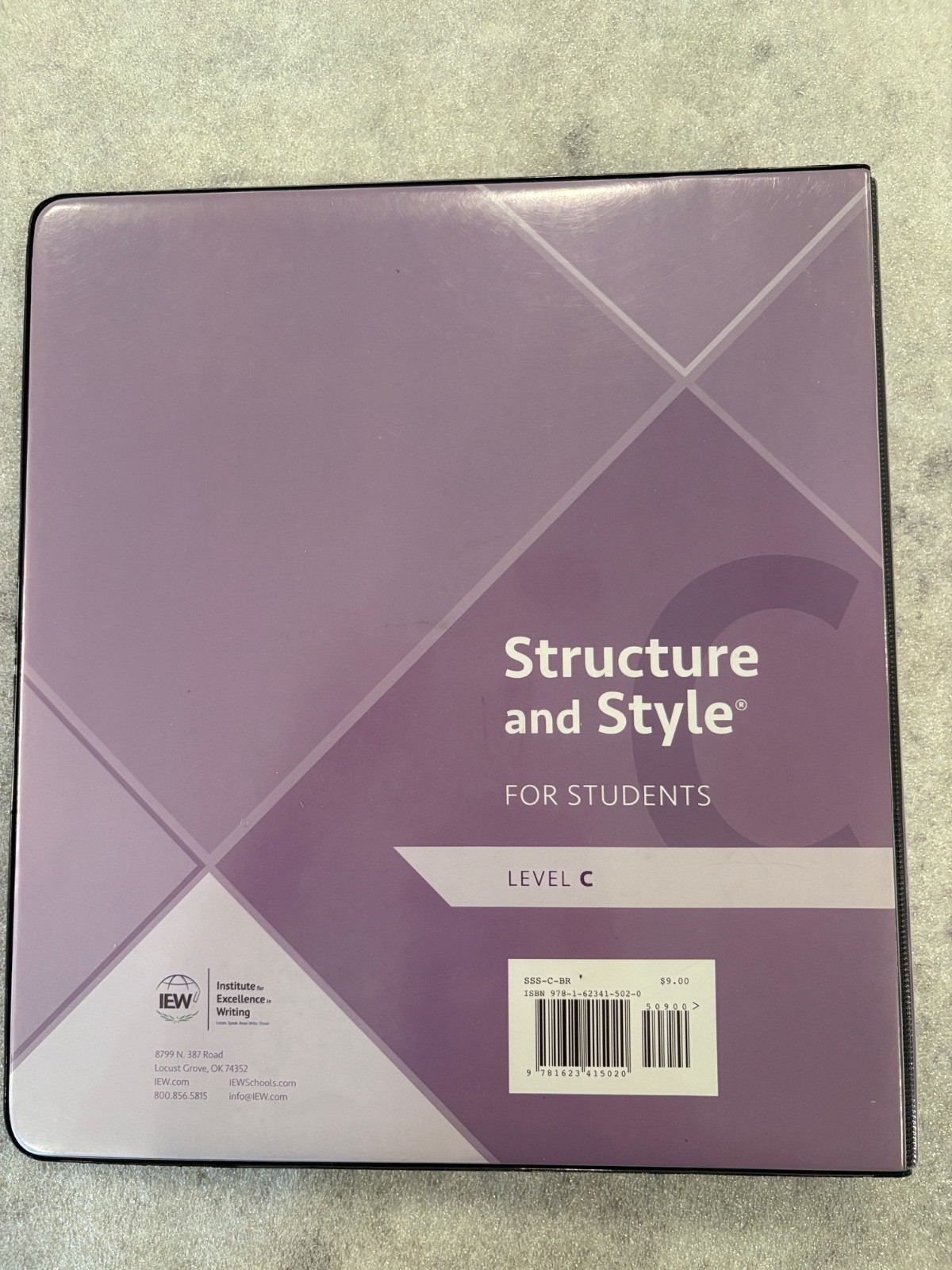 Level C Binder Only – IEW Structure and Style for Students – (Empty, 1.5″)