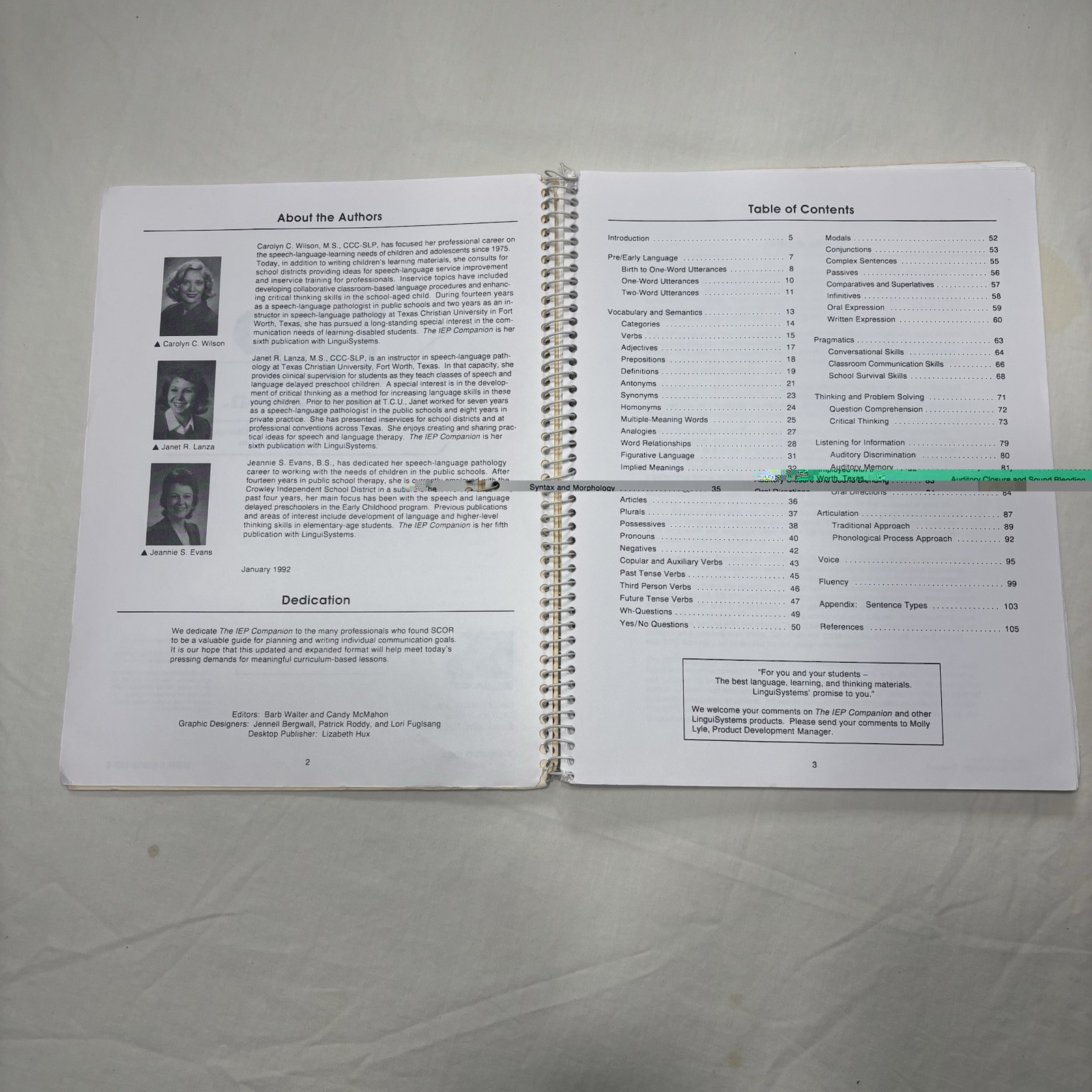 IEP Companion : Communication Goals for Therapy in and Out of the Classroom