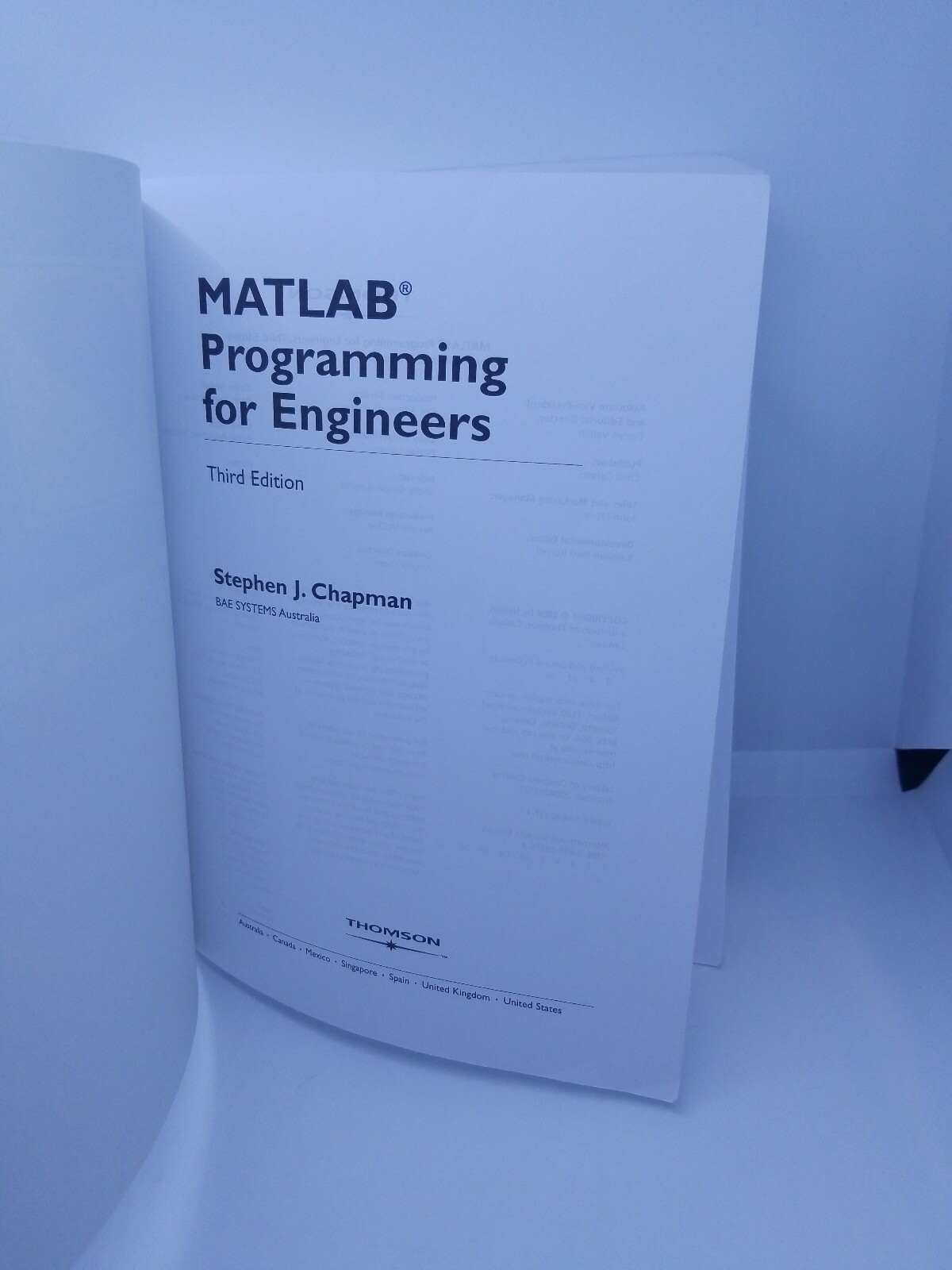 MATLAB Programming for Engineers by Stephen J. Chapman NEW 0534424171
