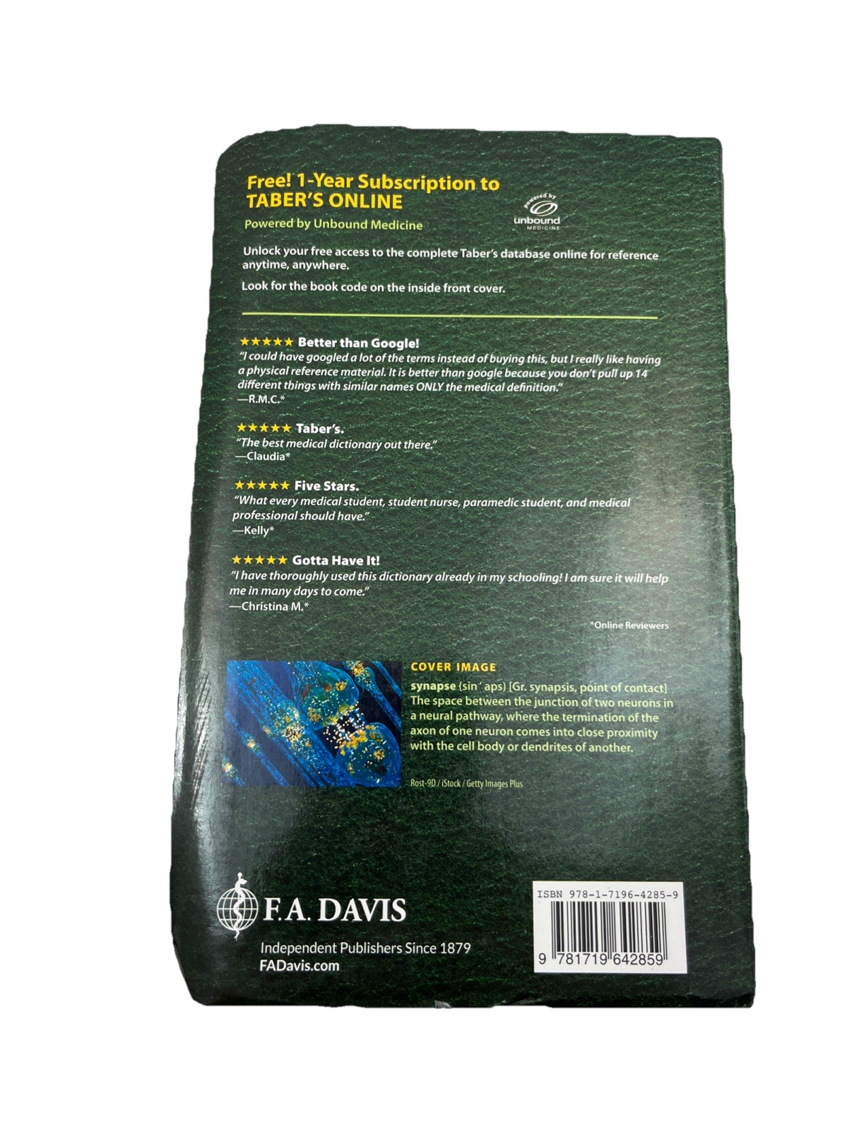 Taber’s Cyclopedic Medical Dictionary 24Th Edition F. A. Davis GOOD CONDITION