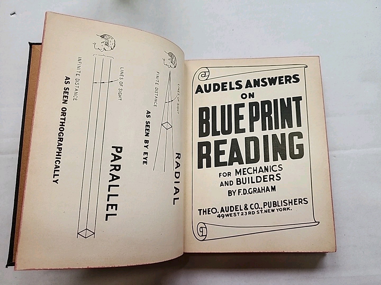 1943 AUDELS Answers On Blueprint Reading For Mechanics & Builders Book Vtg