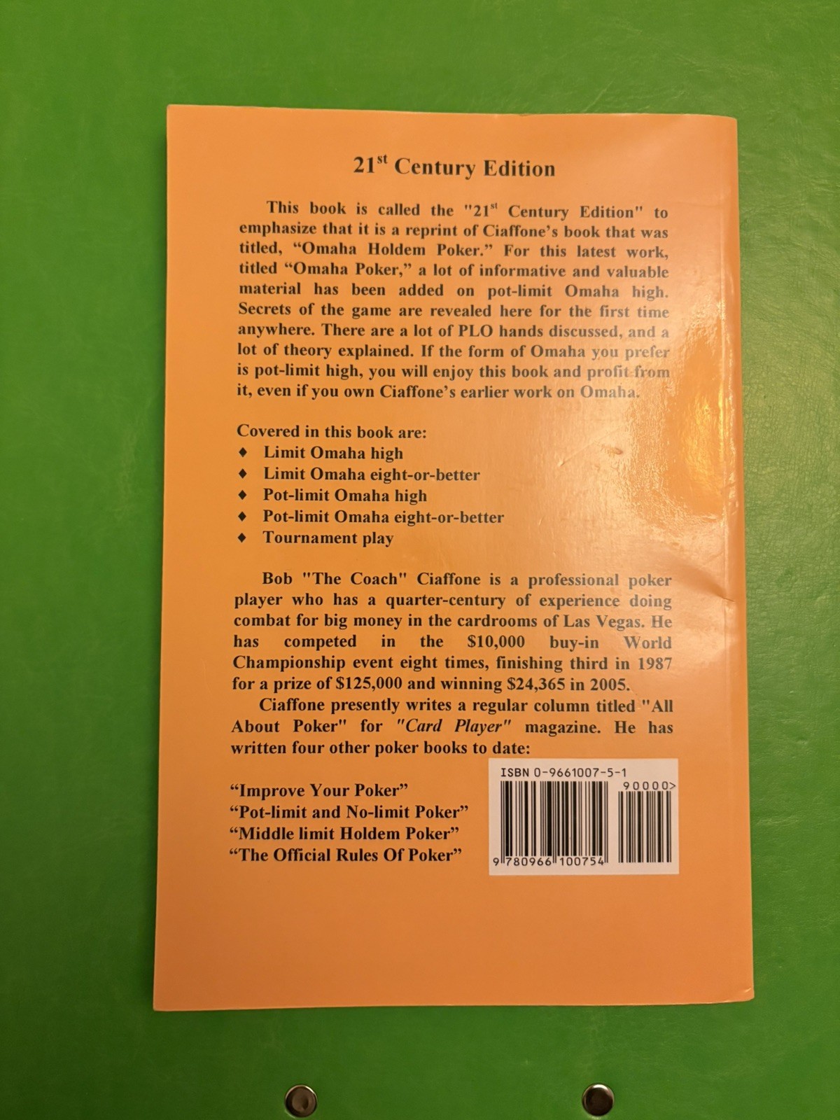 Omaha Poker by Ciaffone, Bob Book The Fast Free Shipping