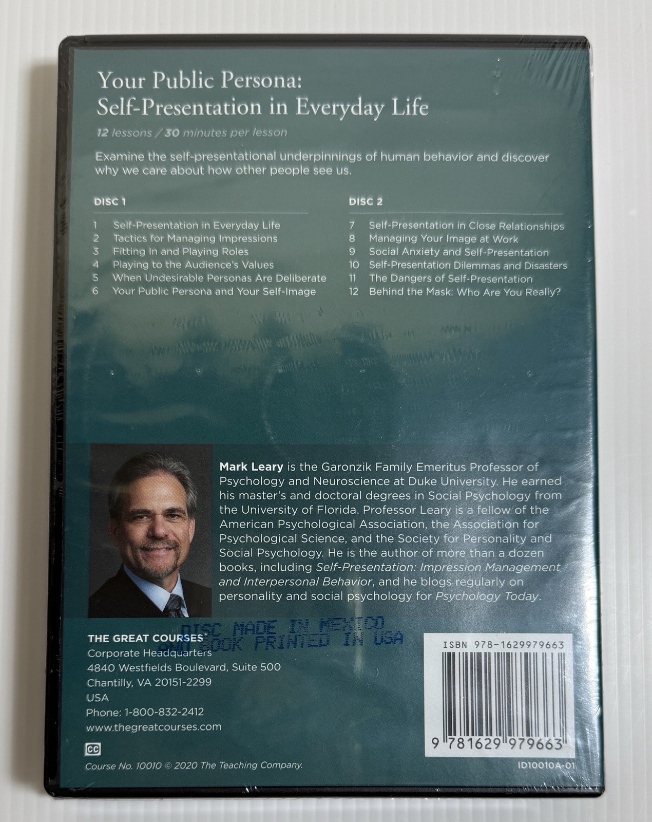 The Great Courses – Your Public Persona : Self-Presentation DVDs + Guidebook NEW