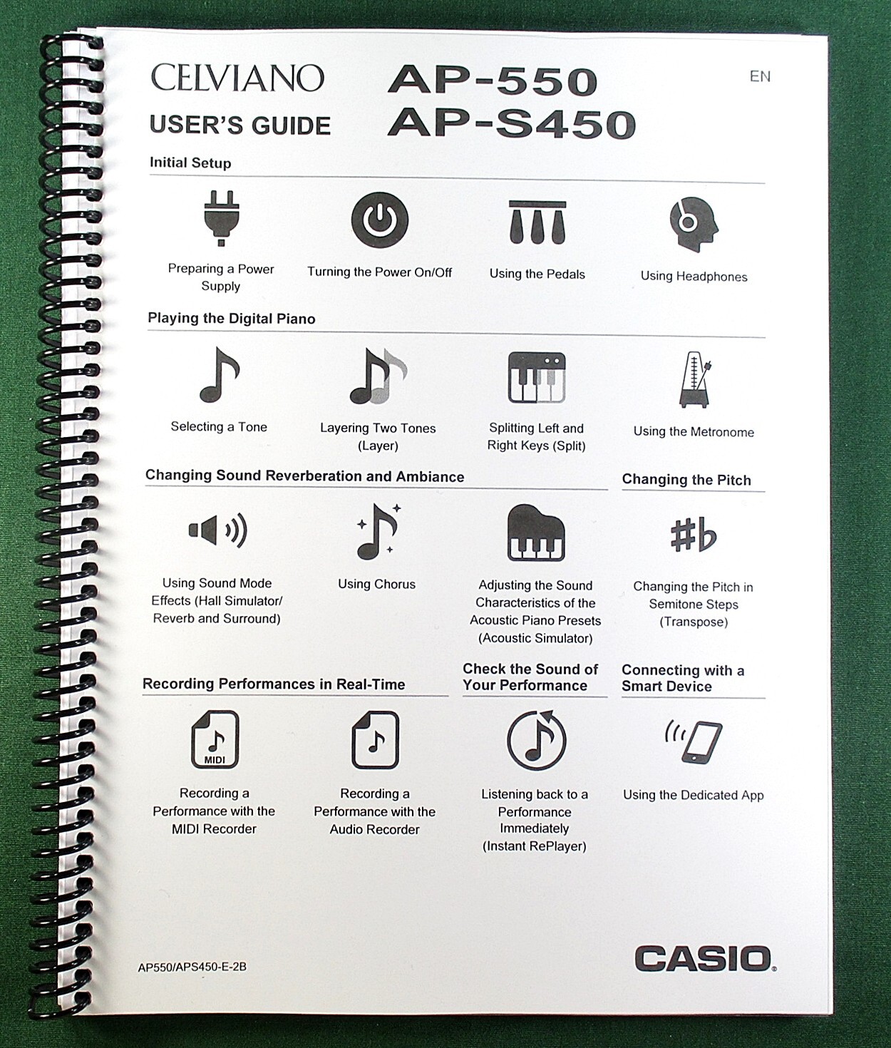 Casio AP-S450 Instruction Manual: 164 Pages Coil Bound & Protective Covers!