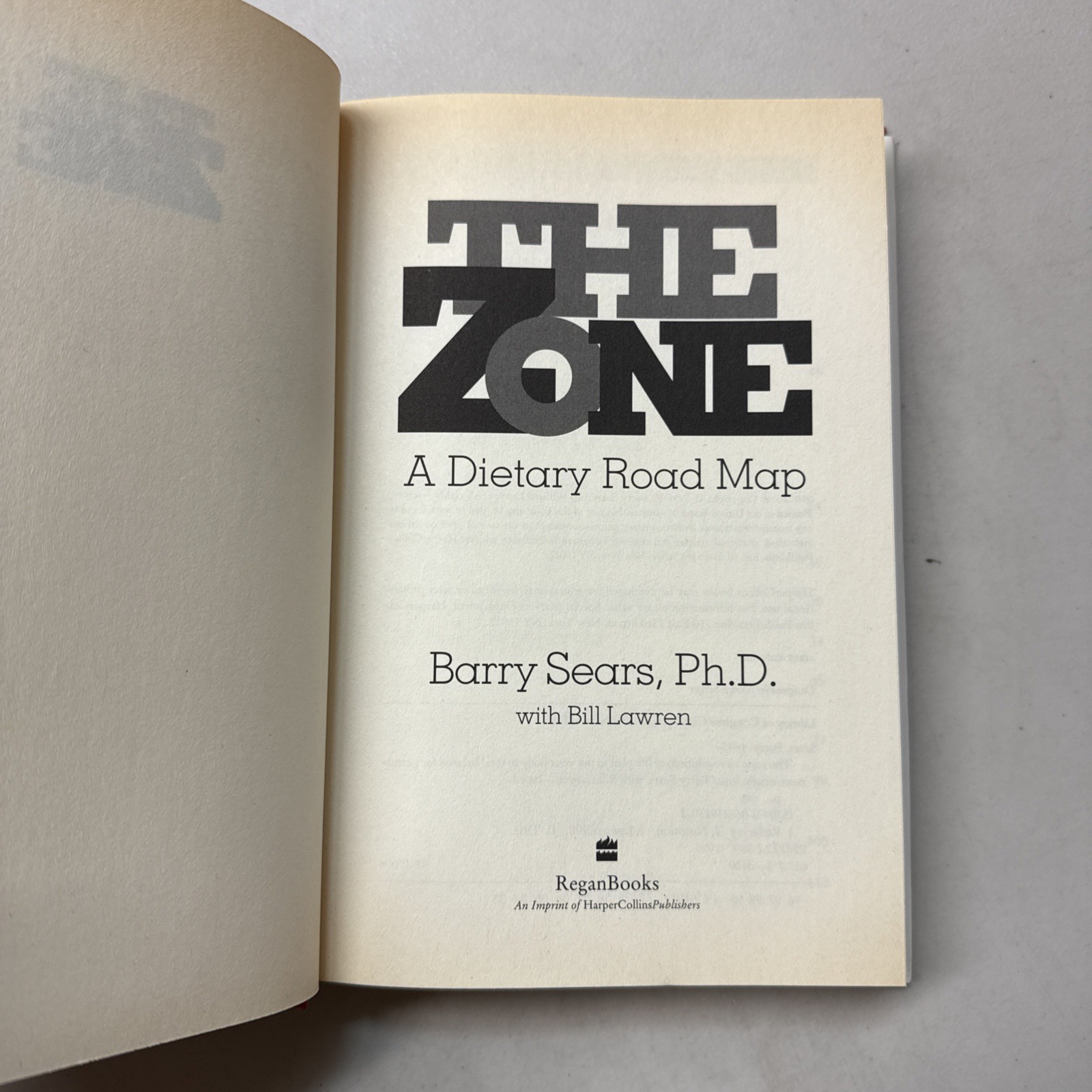 Enter The Zone Hardcover Barry Sears” 1St Ed “Nutrition Reducing Calories -C13
