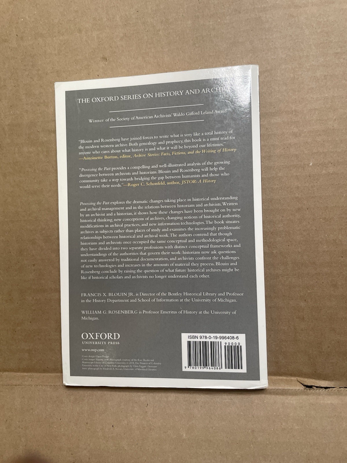 Processing the Past : Contesting Authority in History and the Archives, Paper…