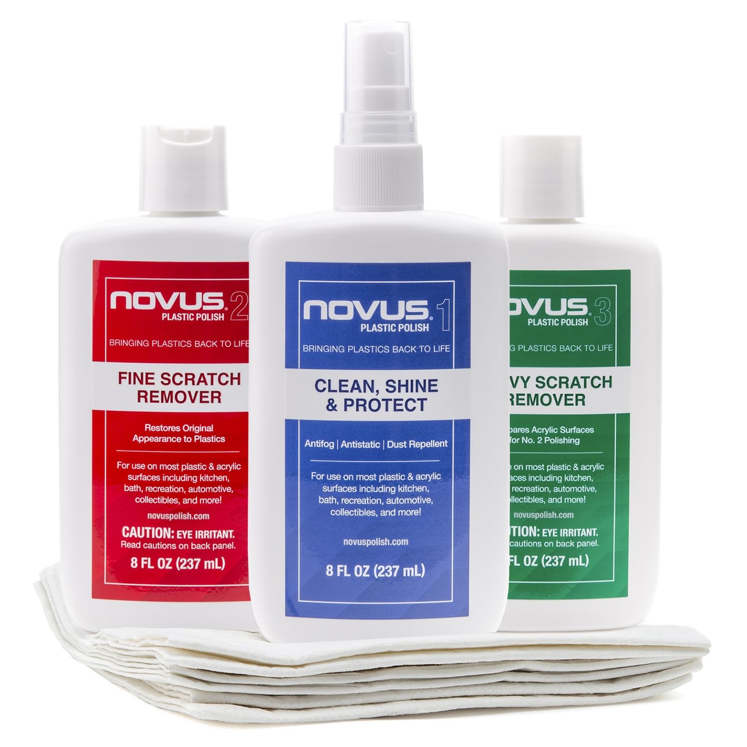 8oz Plastic Scratch Remover Cleaner Shine Kit with Polish Mates Pack PK1