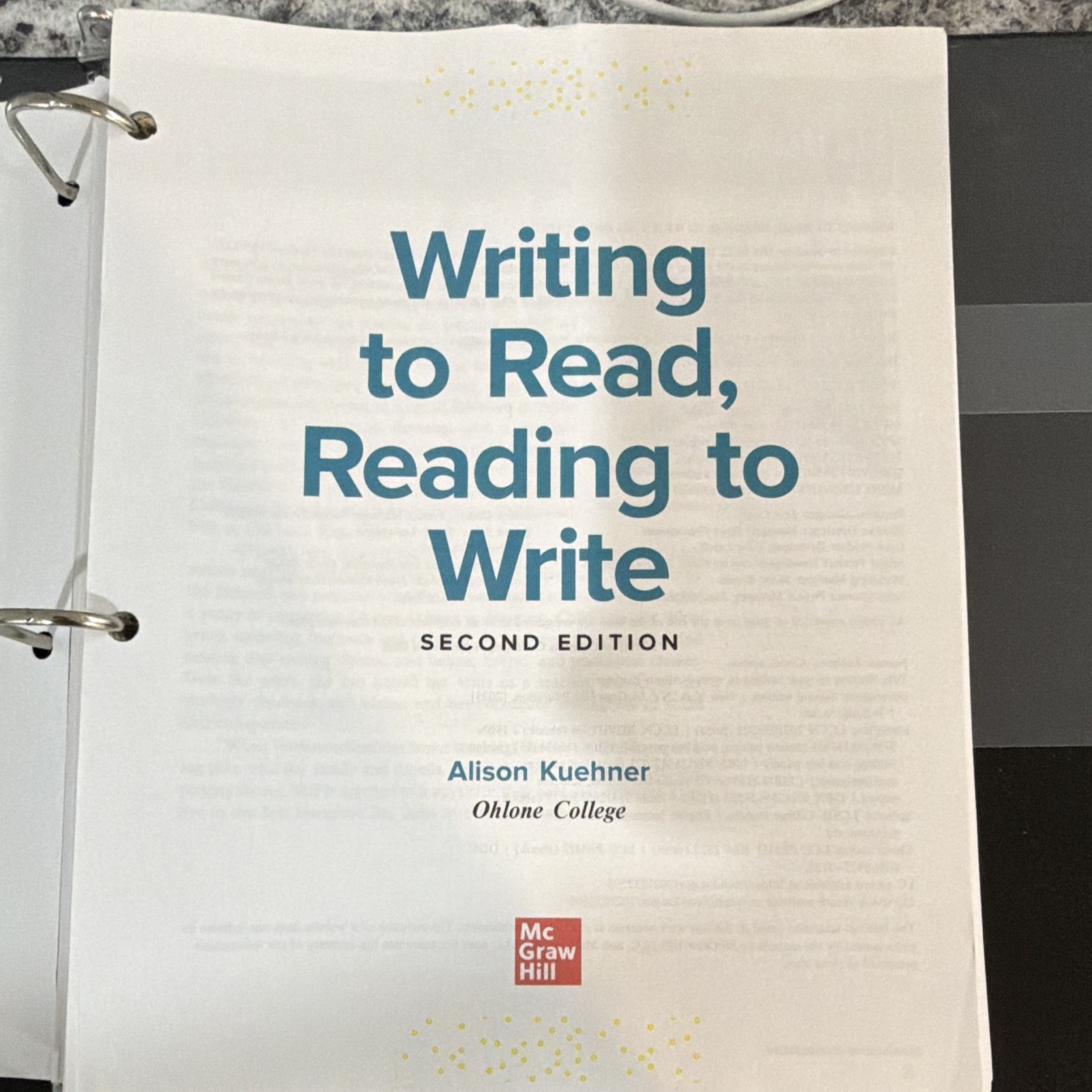McGraw Hill Writing to Read, Reading to Write 2nd Ed Ringbound Kuehner 2023