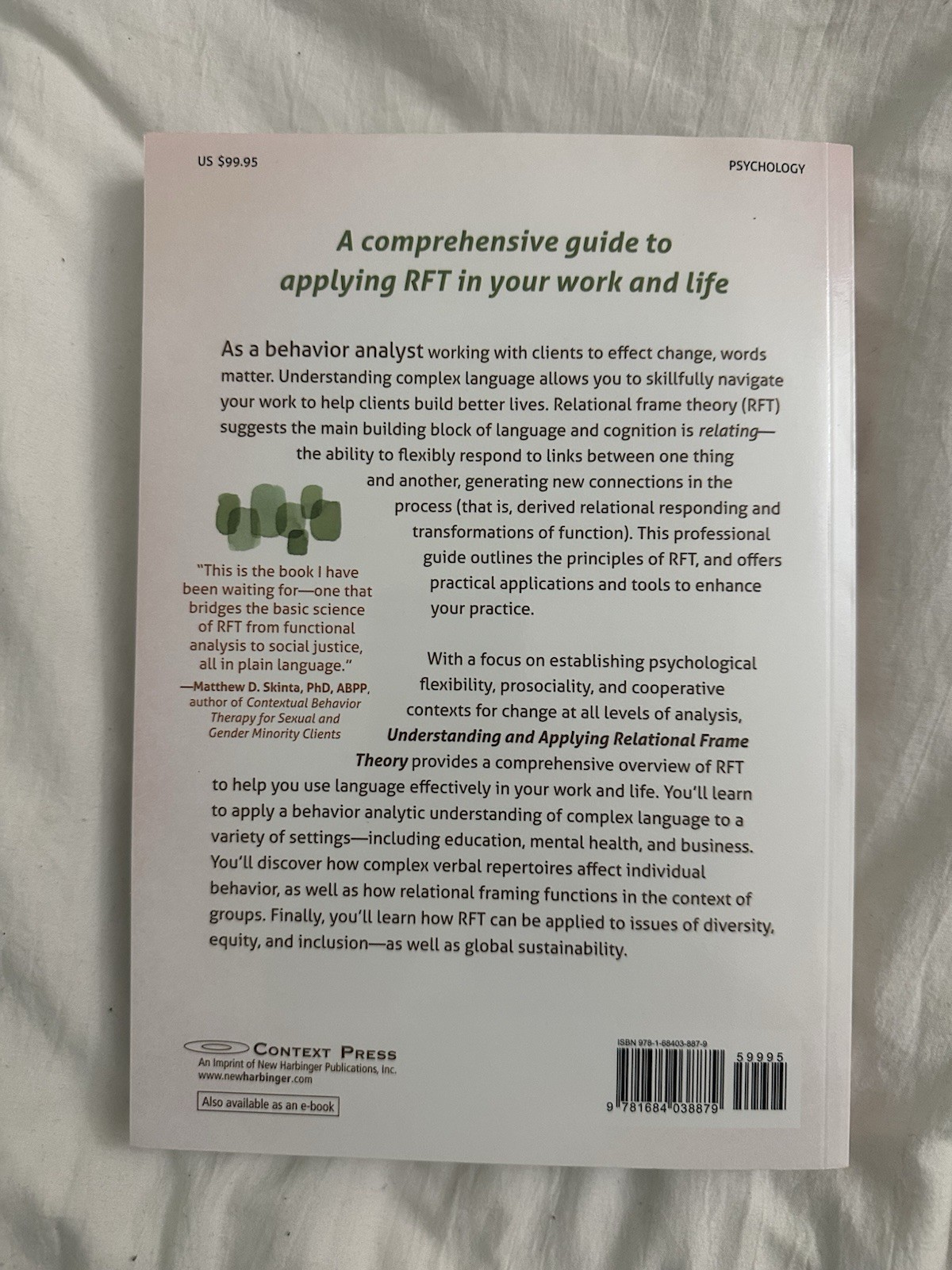 Understanding and Applying Relational Frame Theory Paperback Ming Gould Context…