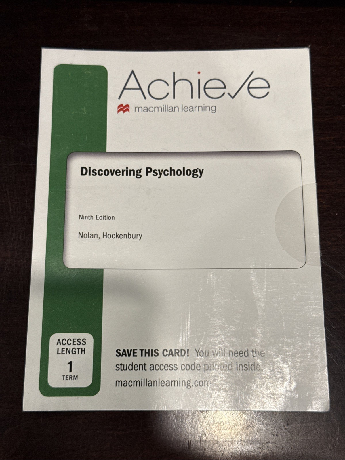Discovering Psychology 9th Edition Achieve Textbook Access Code Nolan Hockenbury