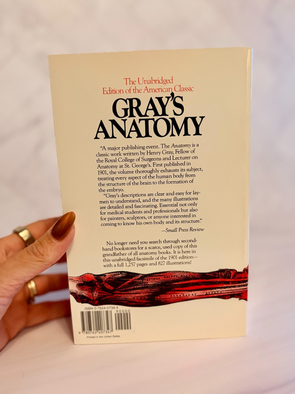 Gray’s Anatomy Book 1974 Running Press Unabridged PB