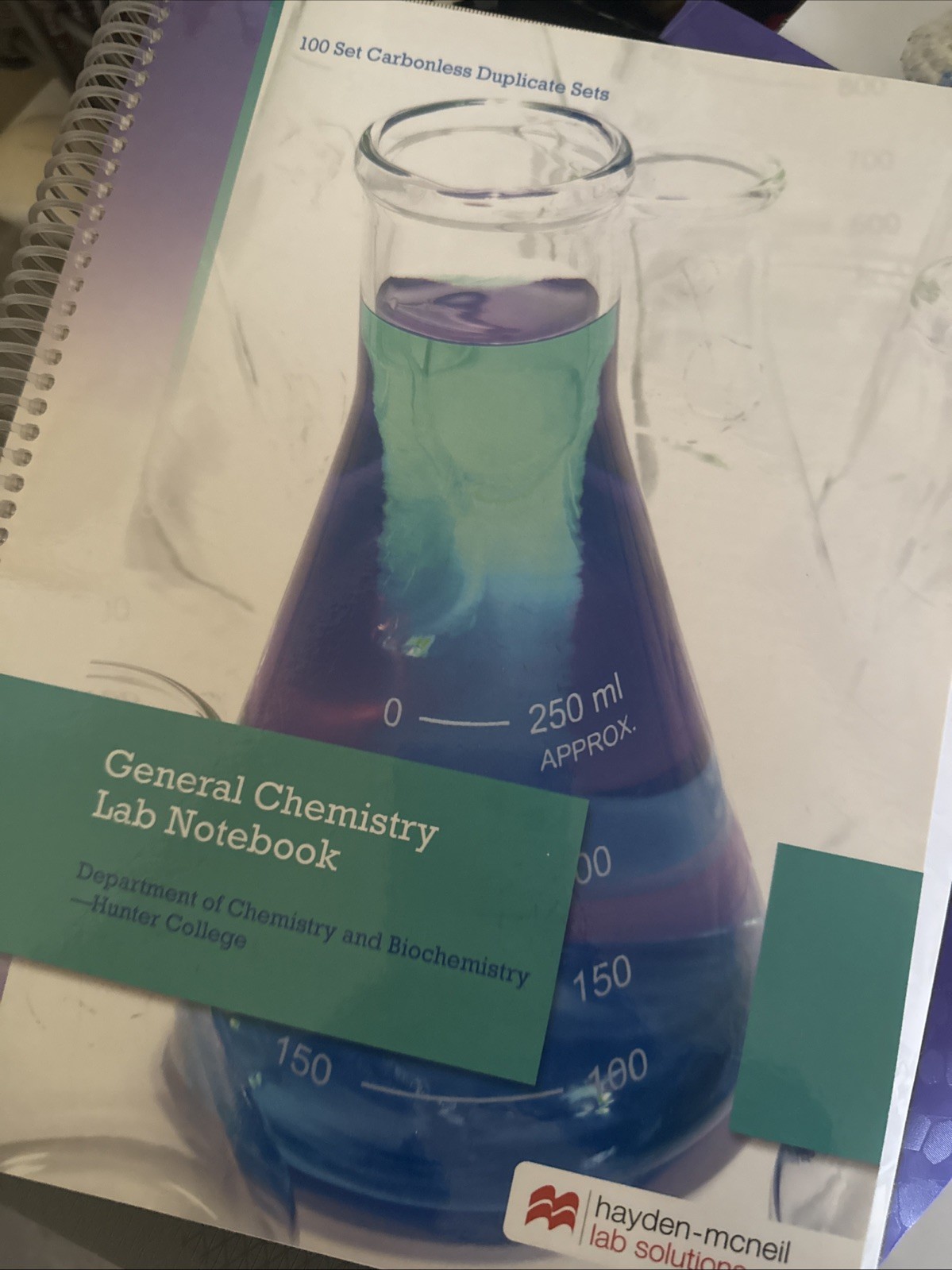 Hayden-McNeil Student Lab Notebook Chemistry 100 Duplicate Sets Spiral Bound