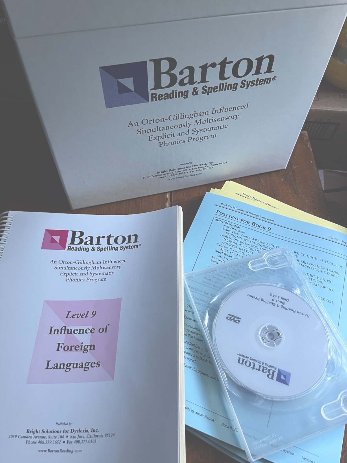 NO TILES Barton Reading & Spelling Level 9 Foreign Languages Kit Manuals DVDs