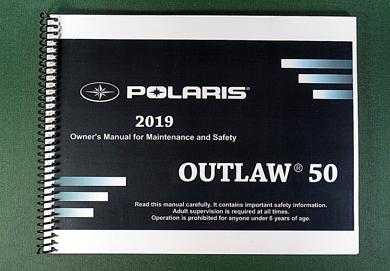 2019 Polaris Outlaw 50 ATV Owner’s Manual: Full Color 202 Pages & Clear Covers!