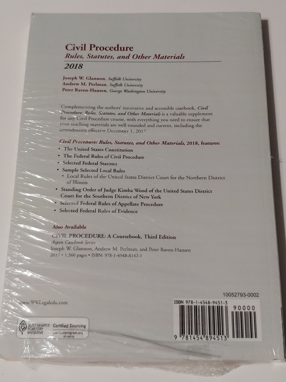 Civil Procedure Book 2018 Rules Statutes Other Wolters Kluwer Soft Cover NEW NIP