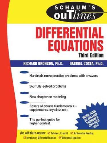 Schaum’s Outline of Differential Equations – Paperback By Richard Bronson – GOOD