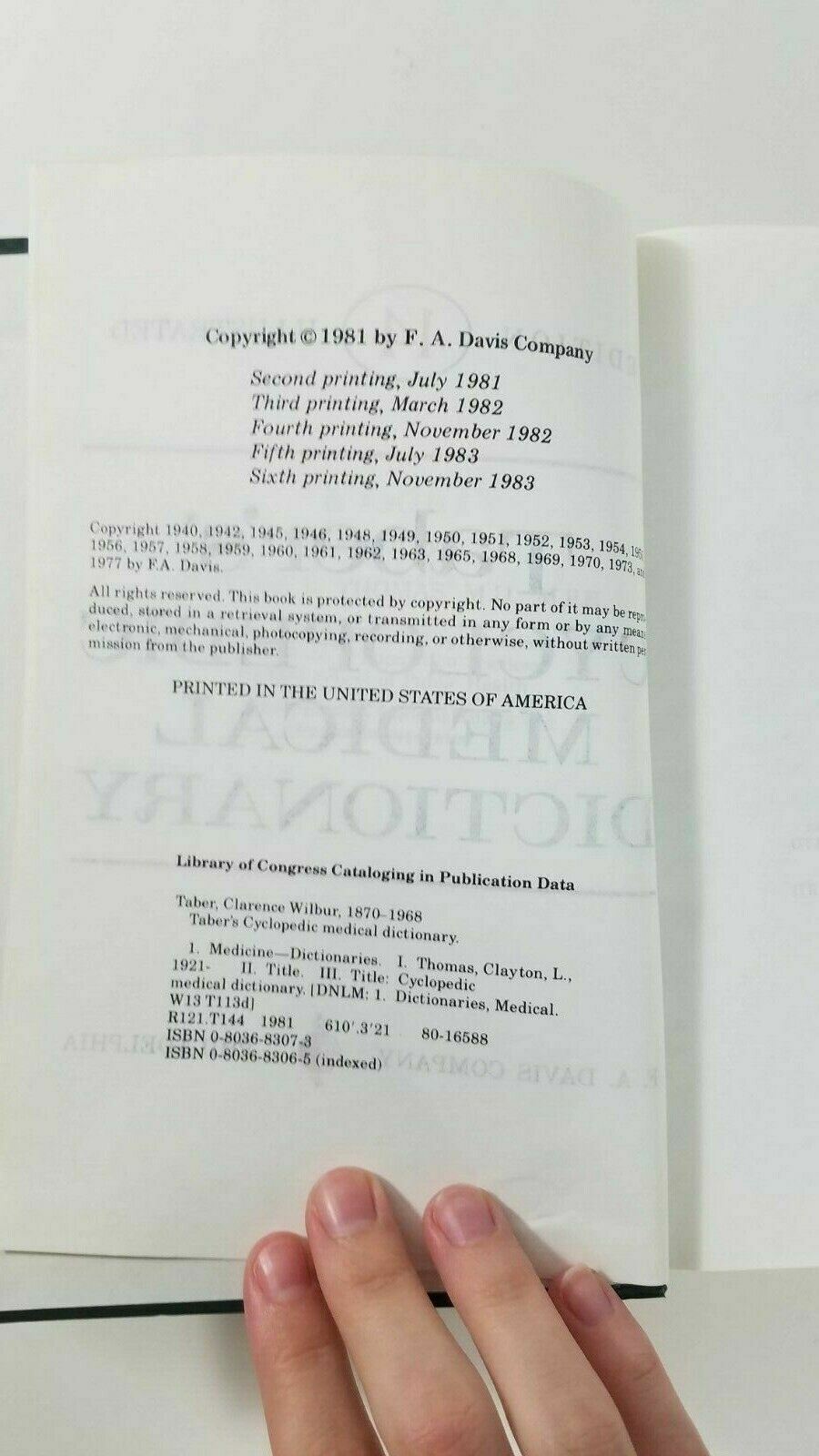 Taber’s Cyclopedic Medical Dictionary 14th Edition…1981…hardcover