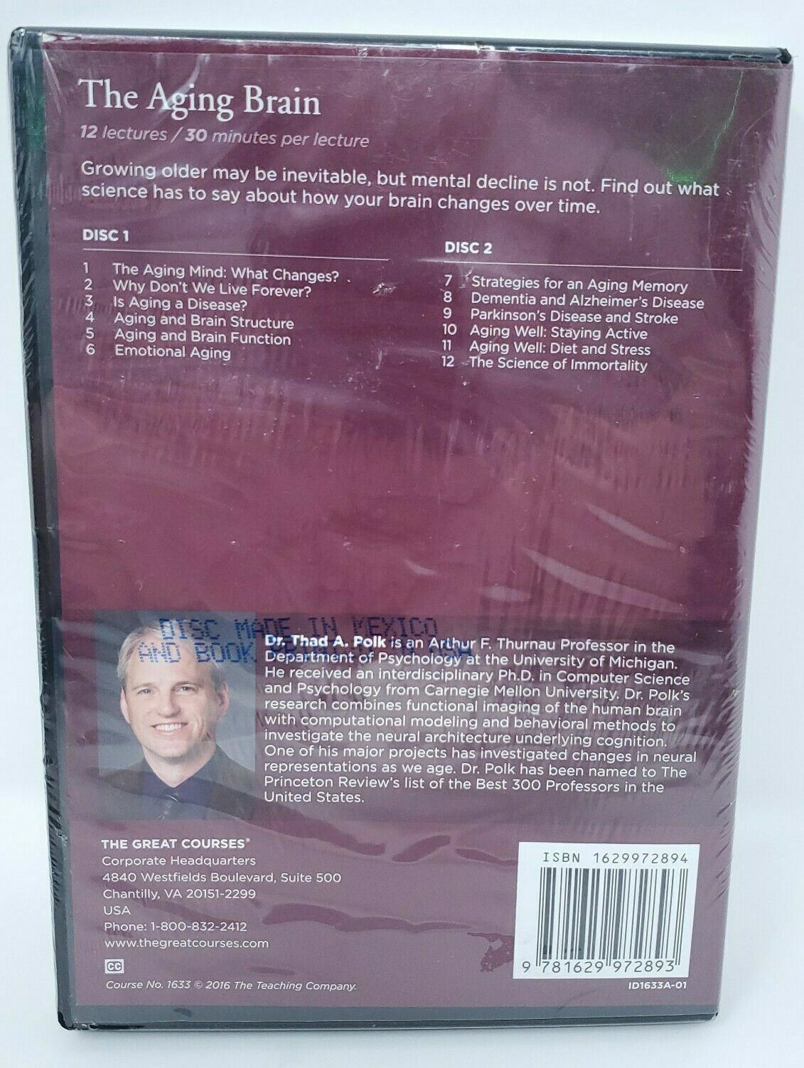 The Great Courses – The Aging Brain dvd and coursebook