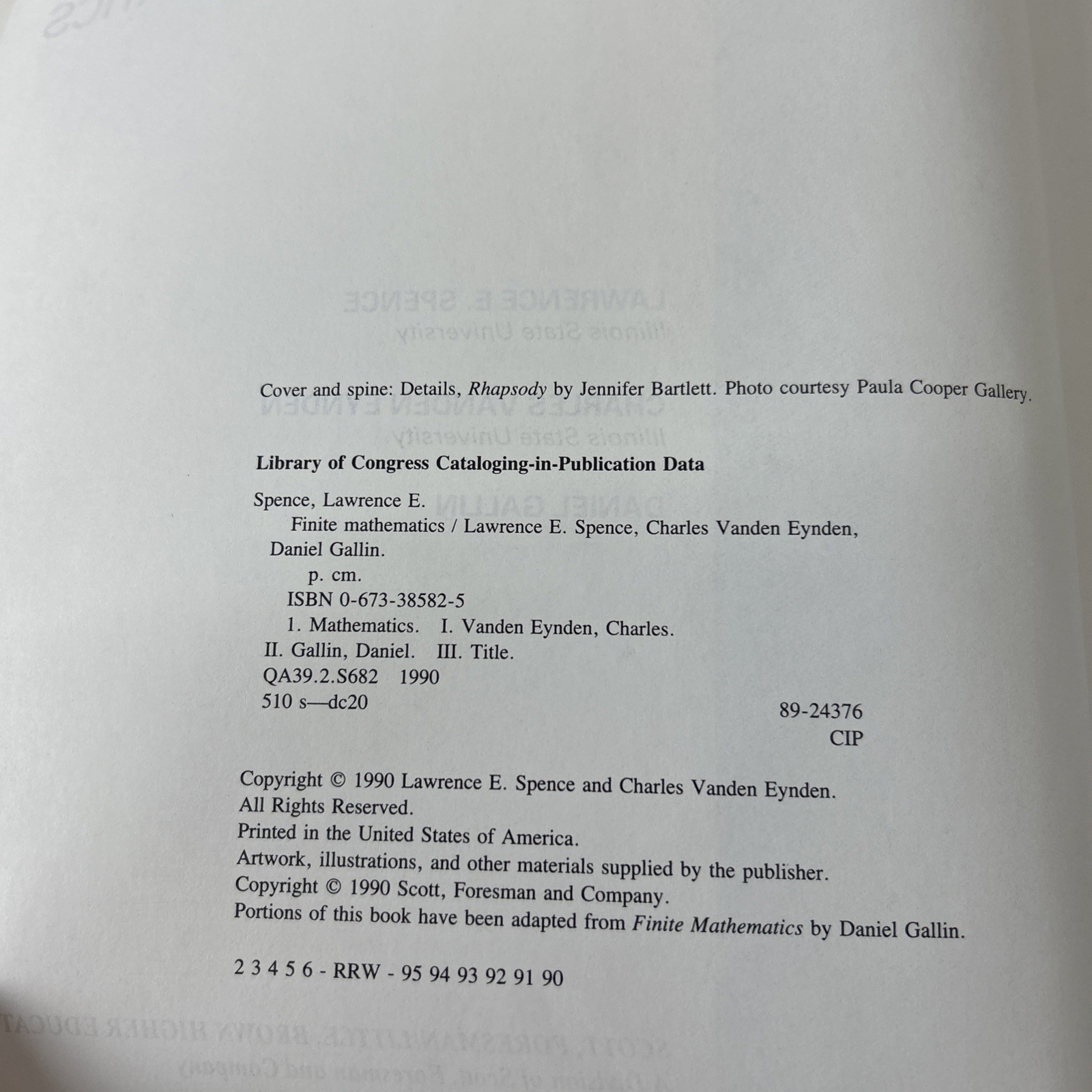 Finite Mathematics by Charles L. Vanden Eynden and Lawrence E. Spence (1997,…