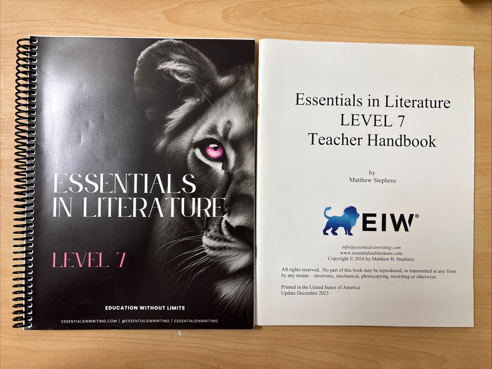 Lot of 2 EIW Essentials in Literature Level 7 Student Book Teacher Handbook VG