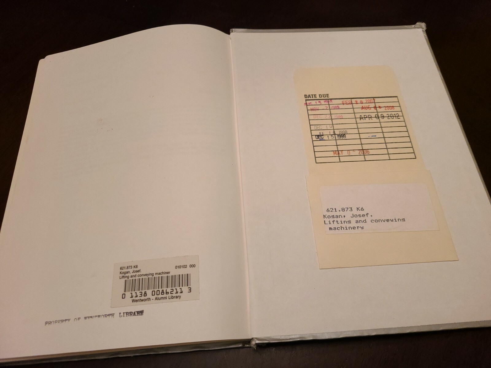Lifting and Conveying Machinery by Josef Kogan, 1985, Hardcover, Ex Library