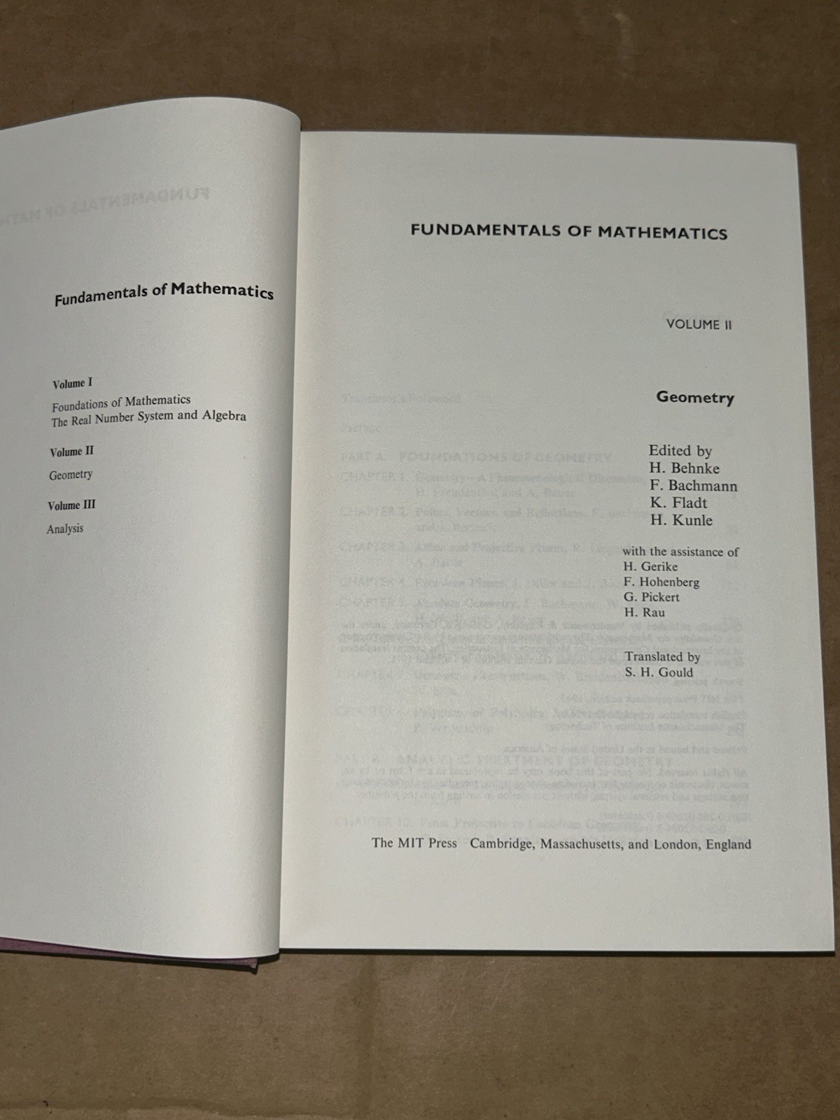 1987 Fundamentals of Mathematics: Volume II Geometry By MIT Press 4th Printing