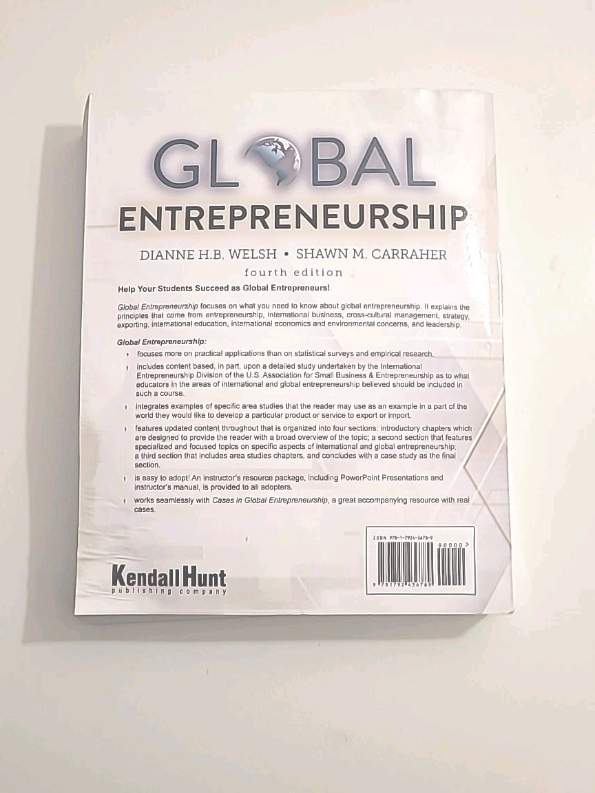 GLOBAL ENTREPRENEURSHIP 4th Edition 2021 Dianne H. B. Welsh ACCEPTABLE