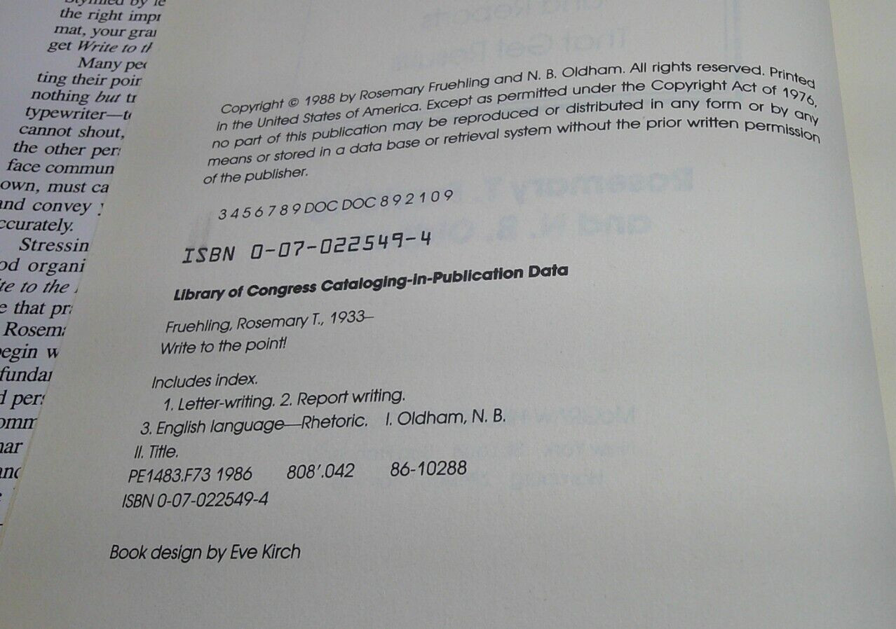 Write to the Point Letters, Memos, Reports Rosemary T. Fruehling