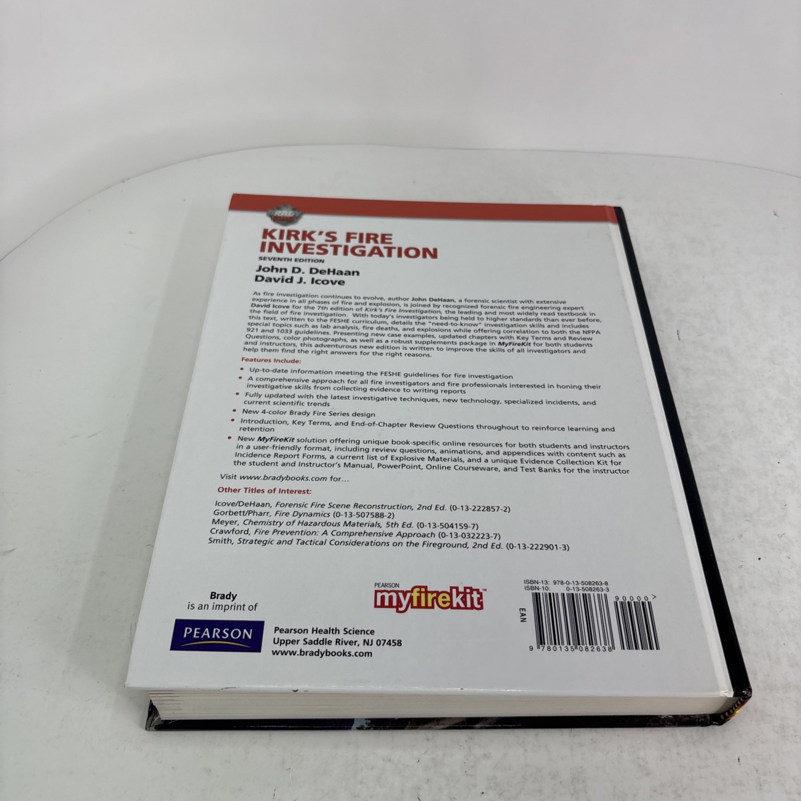 Kirk’s Fire Investigation Textbook Brady Fire Seventh Edition DeHaan Icove