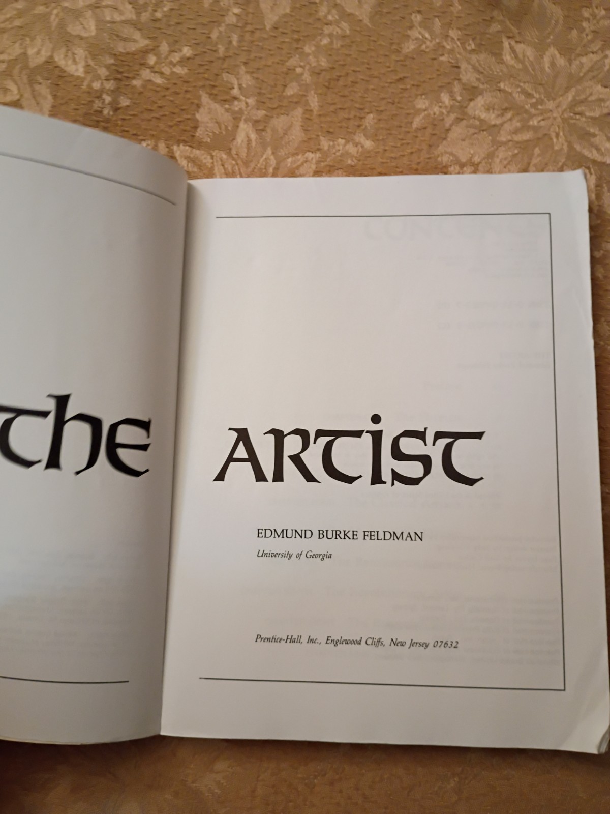 The Artist Edmund B Feldman 1982 Hardcover Prentice-Hall Art History Study Book