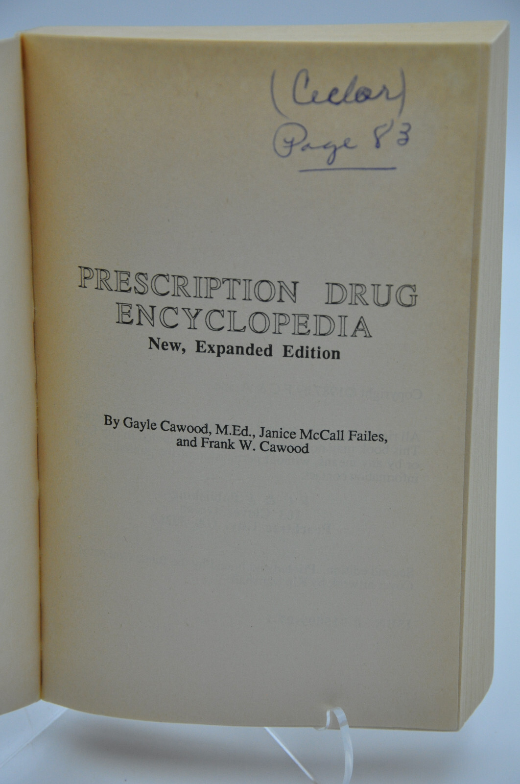 Prescription Drug Encyclopedia – Gayle Cawood (Paperback, 1987)
