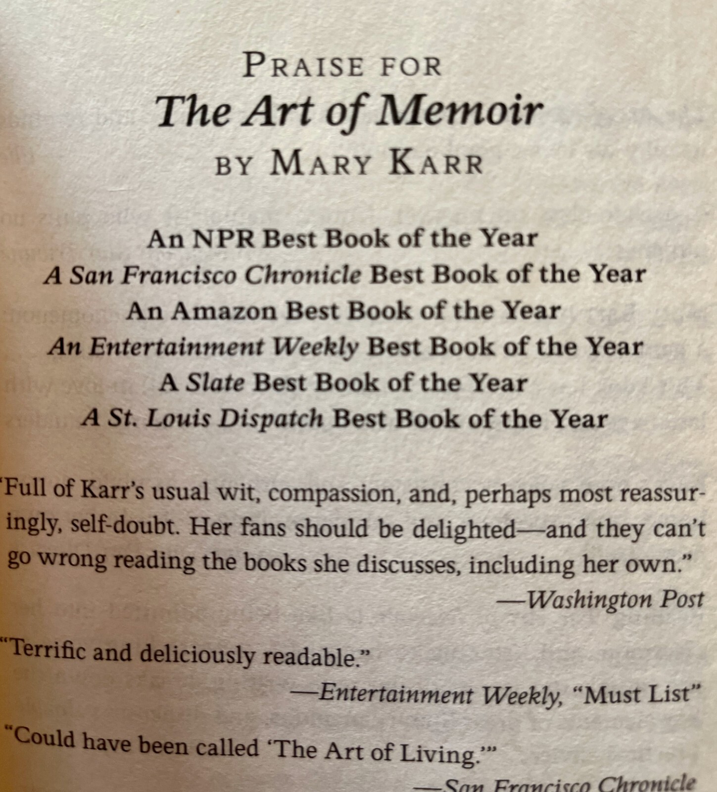 The Art of Memoir 2016 PAPERBACK by Mary Karr NY Times Best Seller