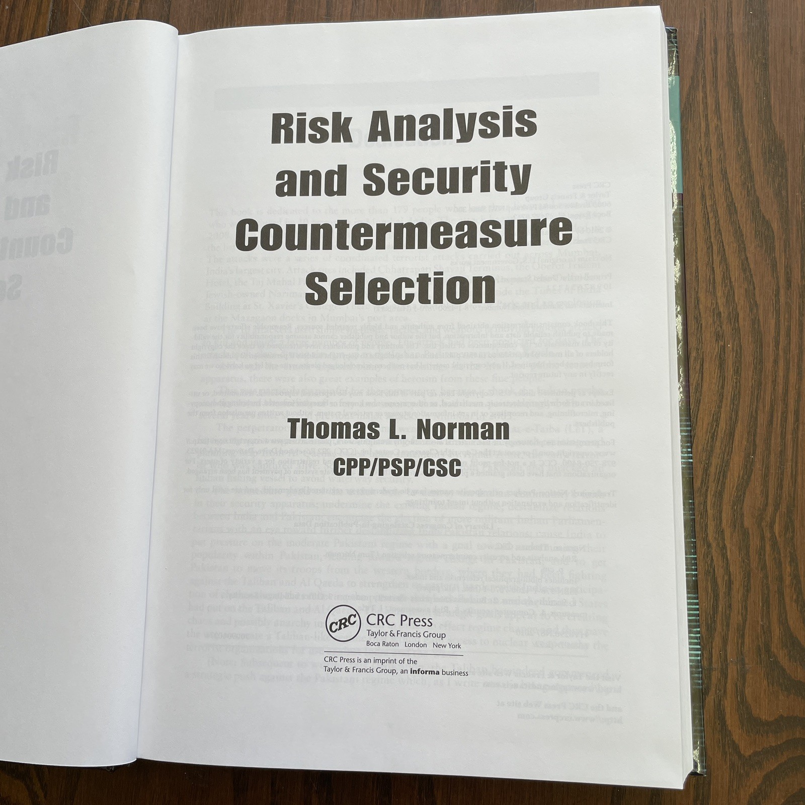 Risk Analysis and Security Countermeasure Selection by Thomas L. Norman