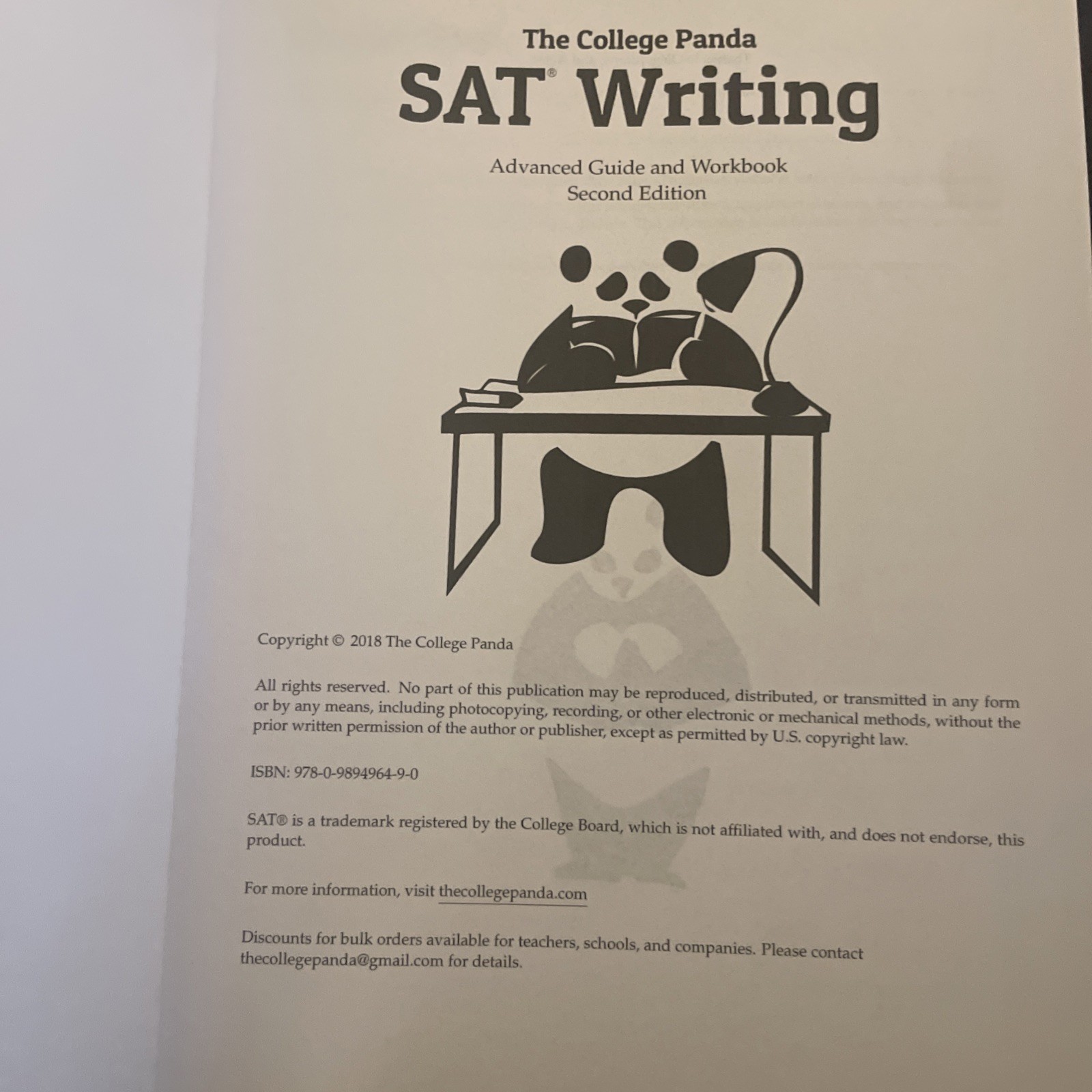 College Panda’s SAT Writing : Advanced Guide and Workbook by Nielson Phu (2018,