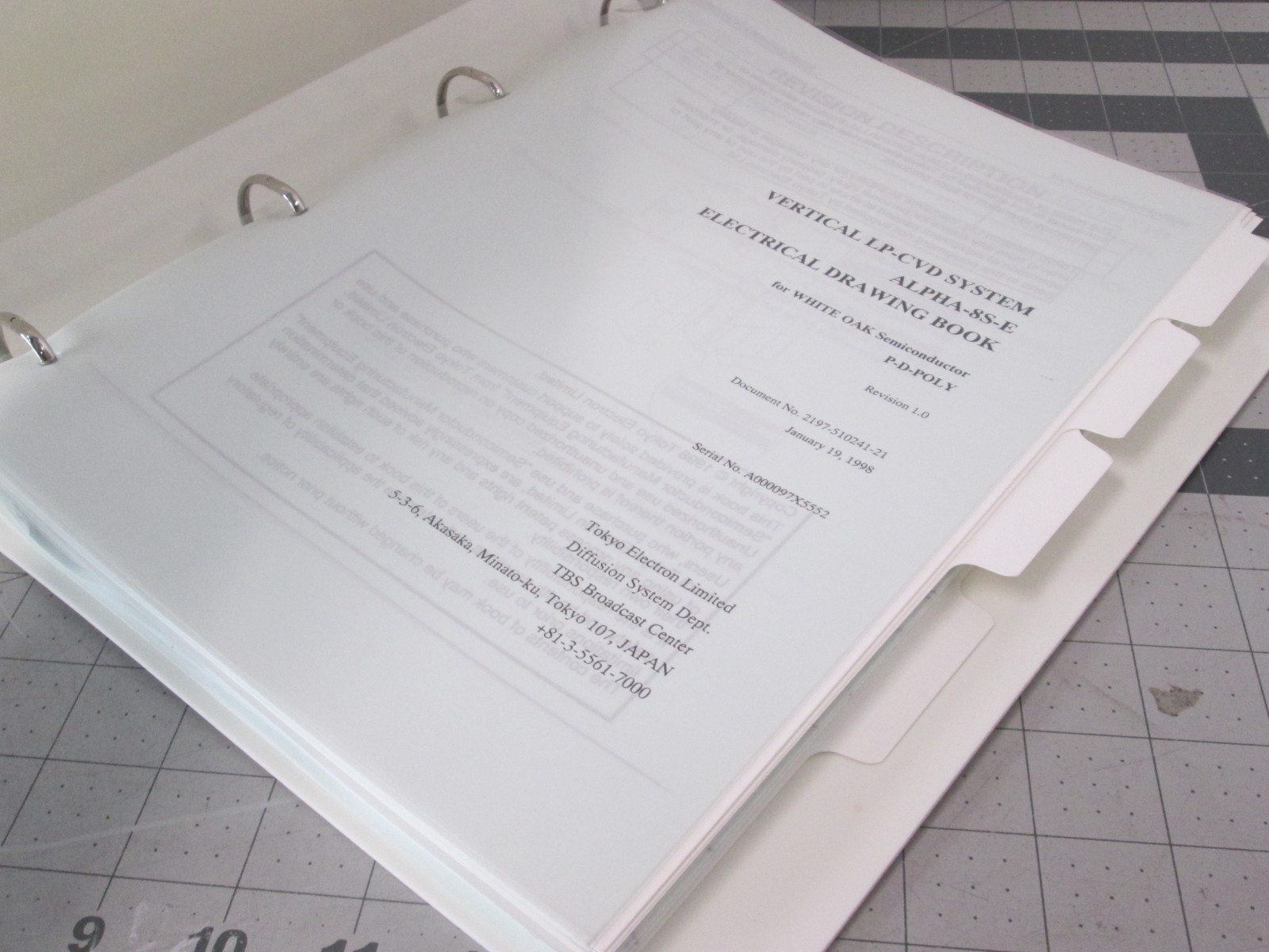 TEL Tokyo, ALPHA-8S-E, Electrical Drawing Book P-D-POLY, REV 1.0, Used