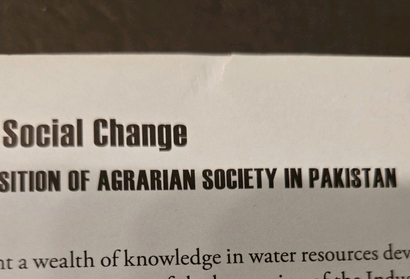 Indus Waters and Social Change Agrarian Society Pakistan SIGNED Saiyid Ali Naqvi