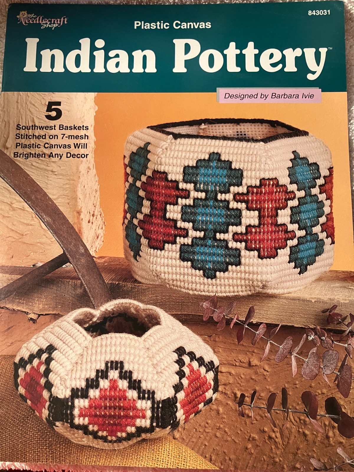 USED INDIAN POTTERY BASKETS 8 DESIGNS PLASTIC CANVAS PATTERN BOOKLET 11 Pages