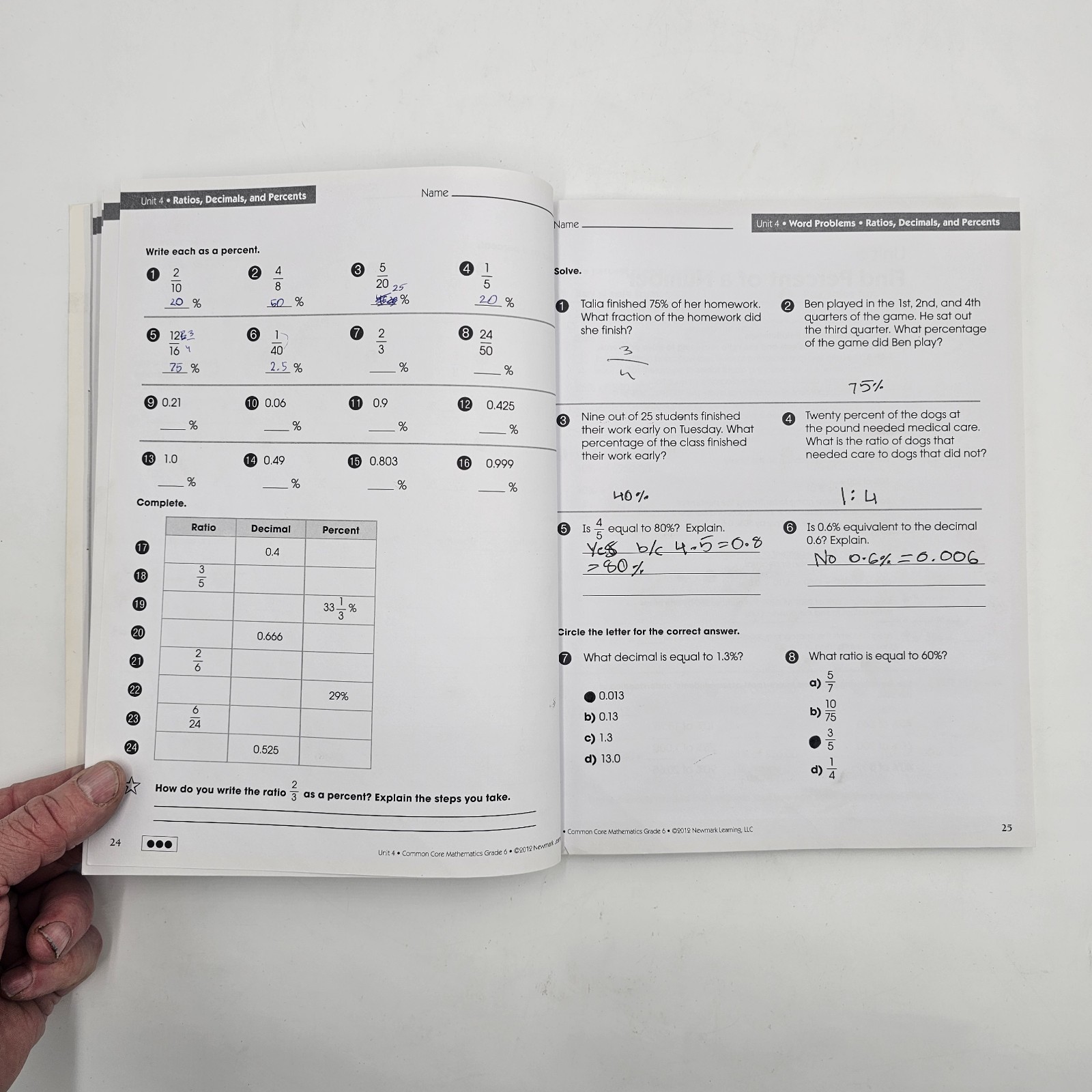Common Core Math Grade 6 | Newmark Learning Workbook | Homeschool PB Acceptable