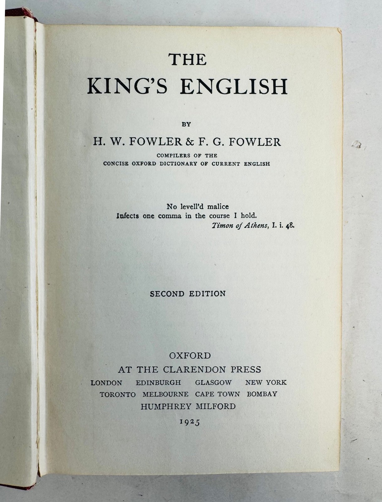 The Kings English by H. W. & F. G. Fowler Second Edition (Hardback, 1925)