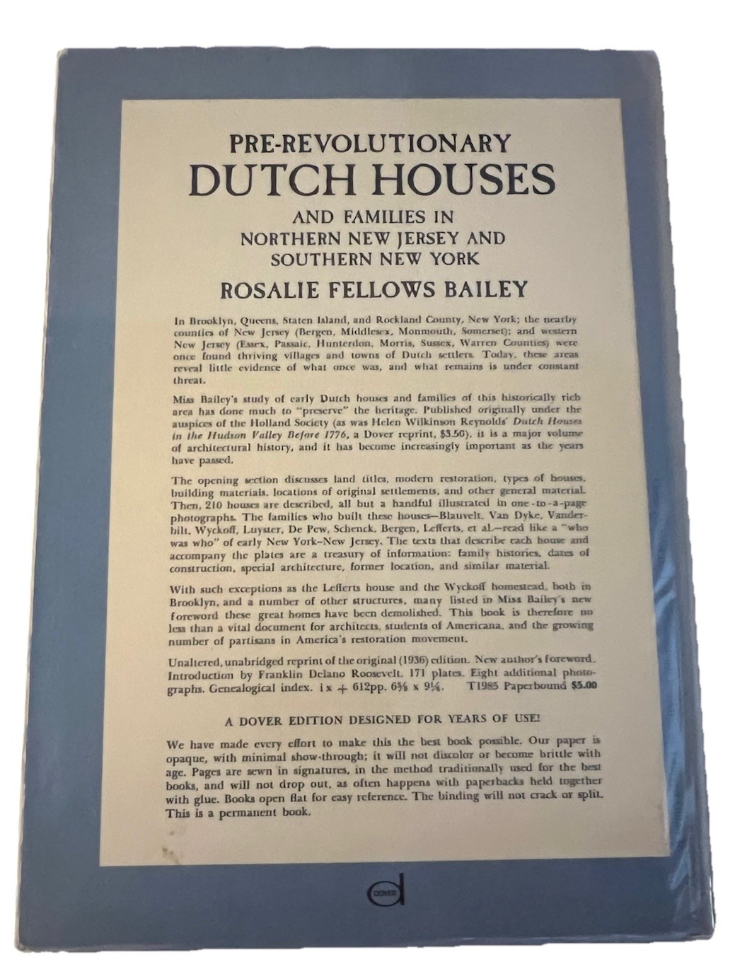 Pre-Revolutionary Dutch Houses and Families In Northern New Jersey & Southern NY